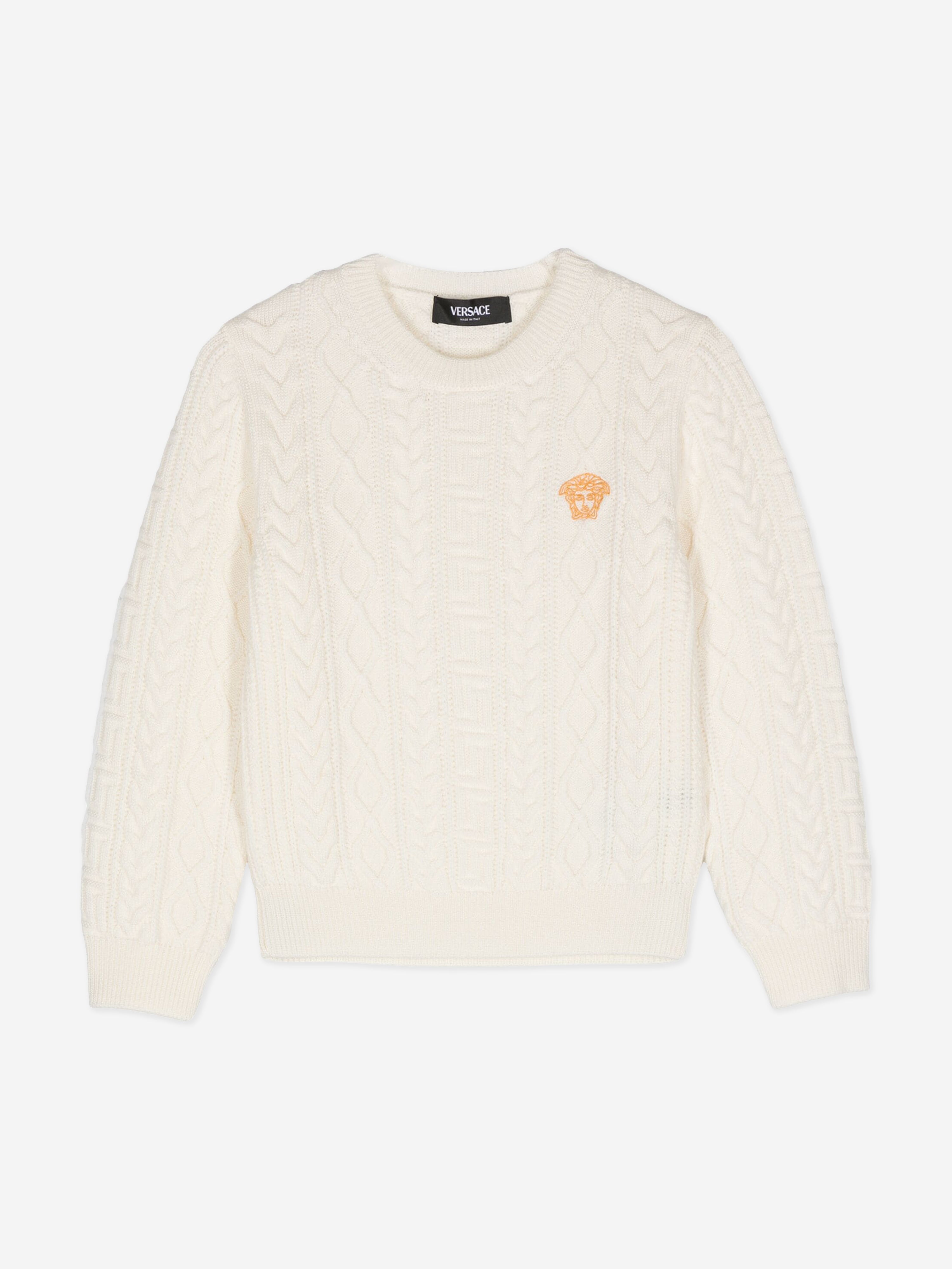 Versace Kids Cable Knit Jumper in Ivory Clearance Ebay