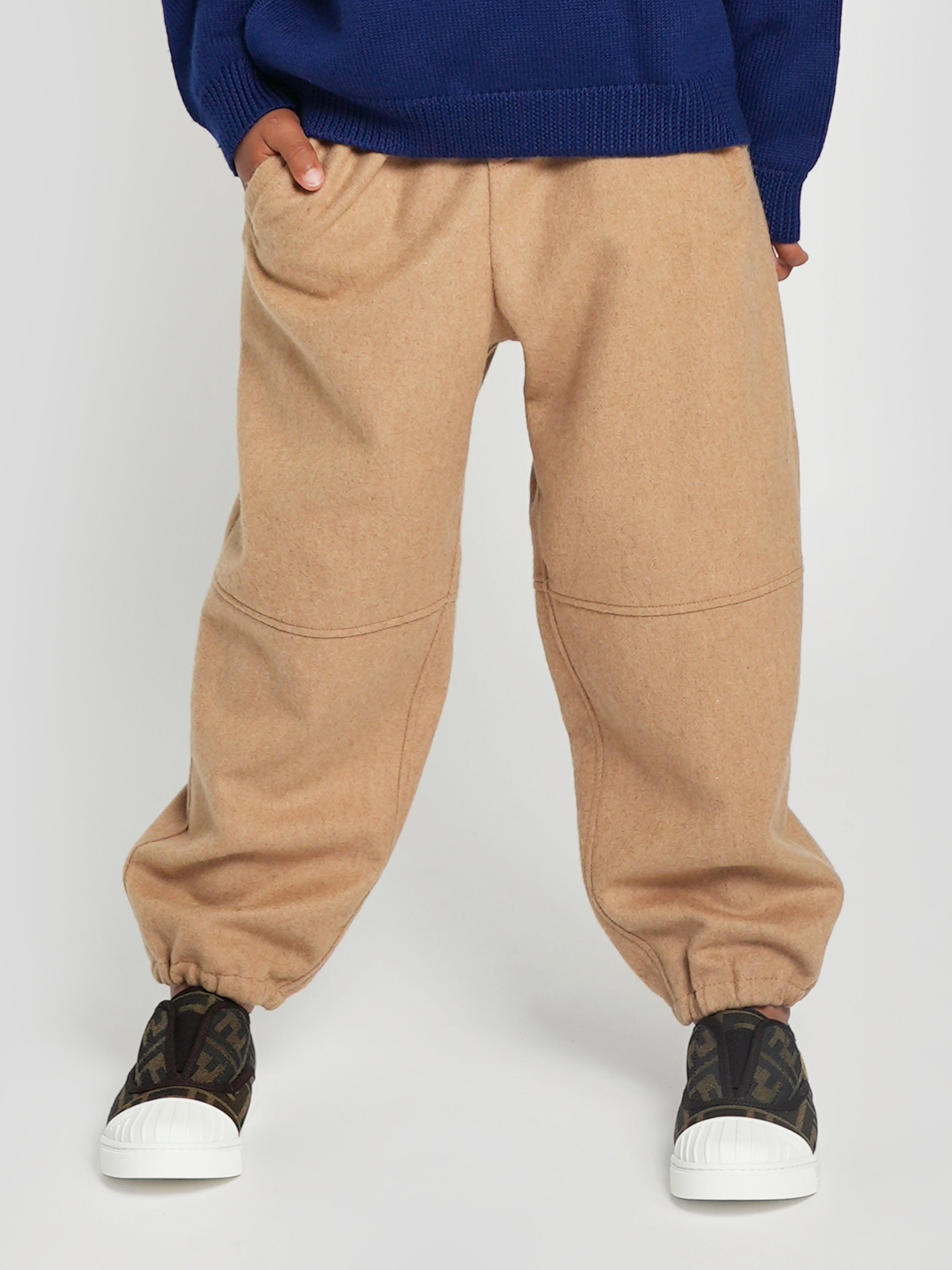 Fendi Boys FF Pocket Flannel Trousers in Beige Sale Amazon