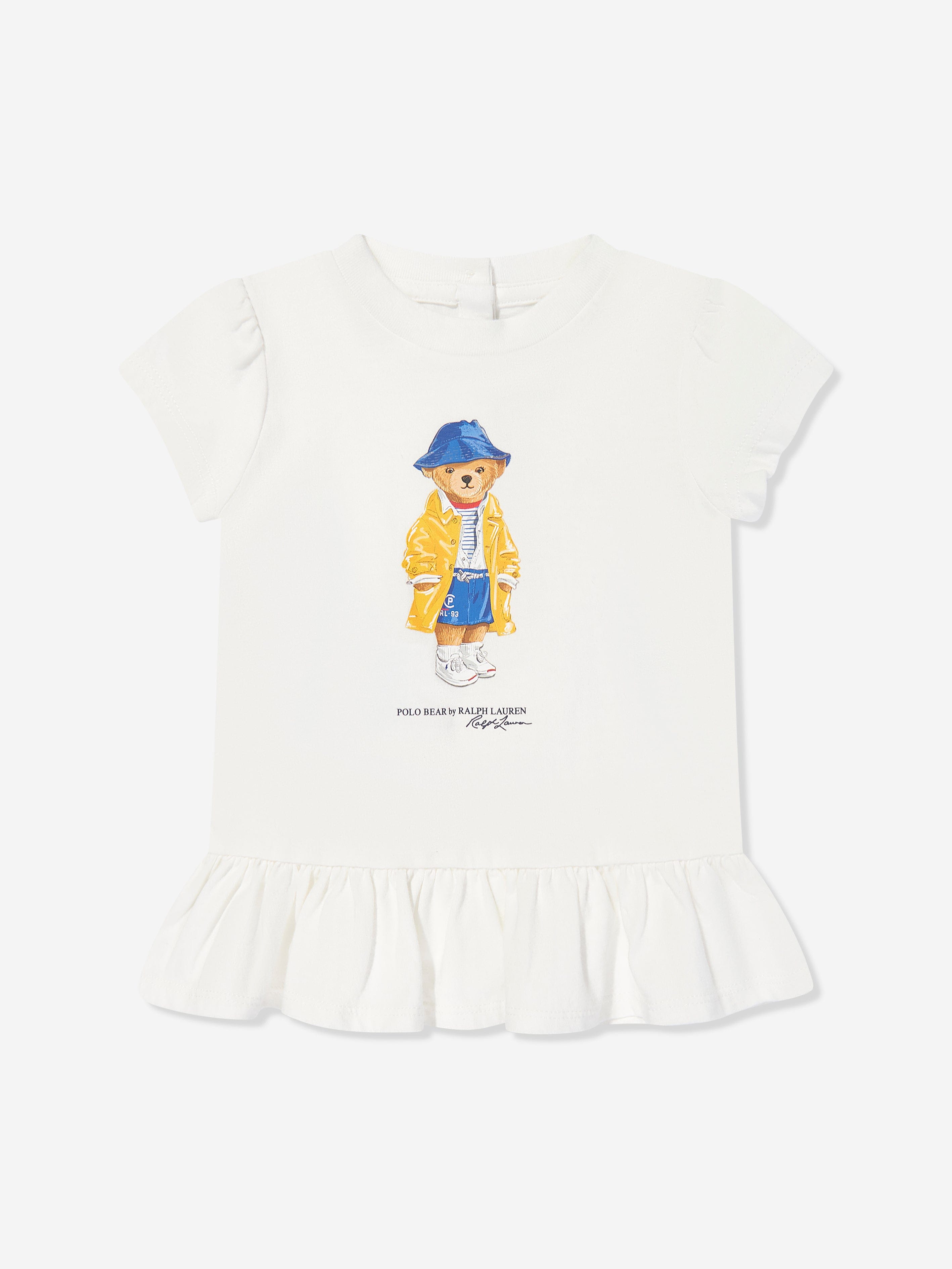 Ralph Lauren Baby Girls Polo Bear Peplum T-Shirt in White Best Pices Online
