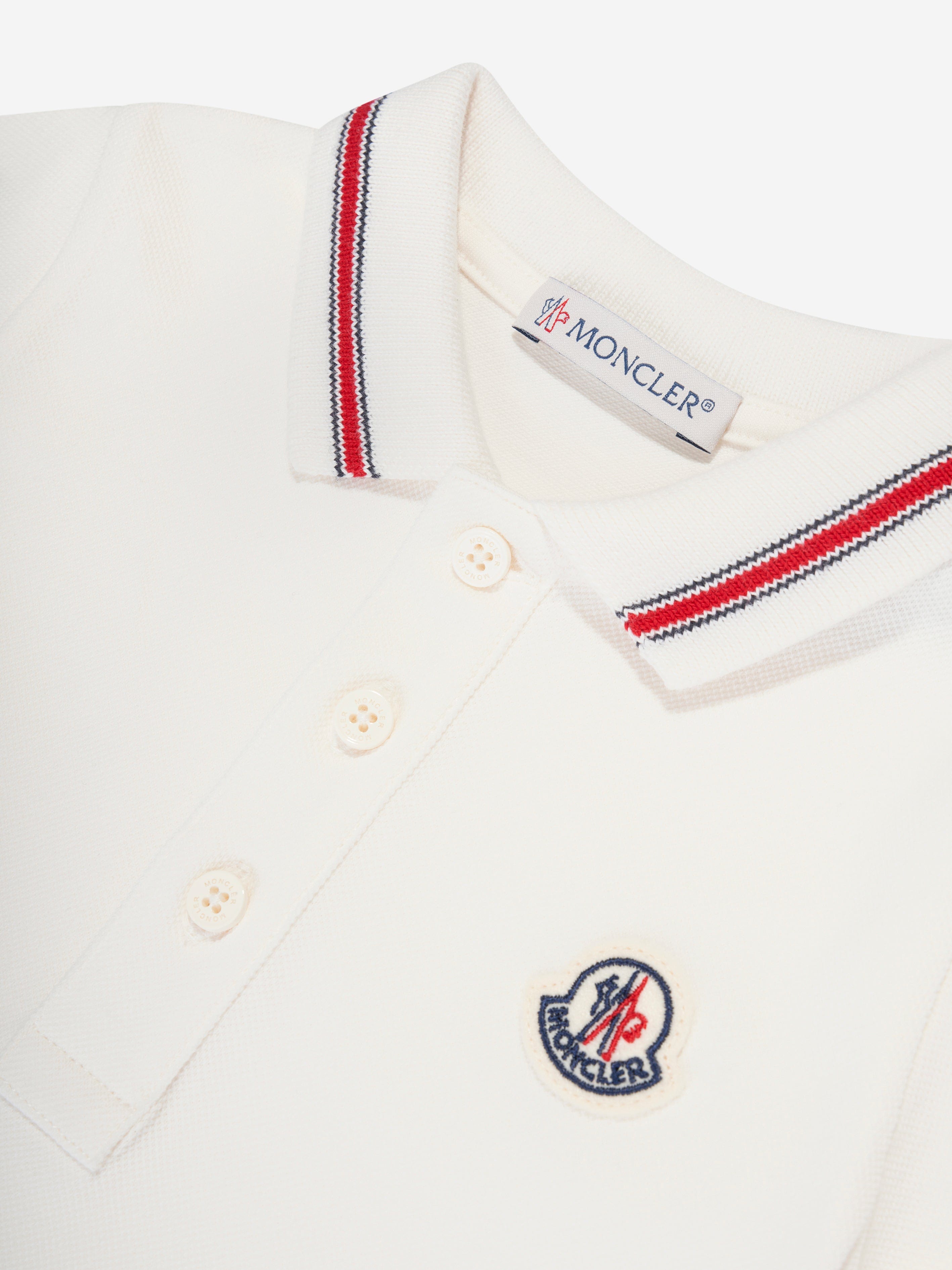 Moncler Enfant Baby Boys Polo Romper in White Authentic