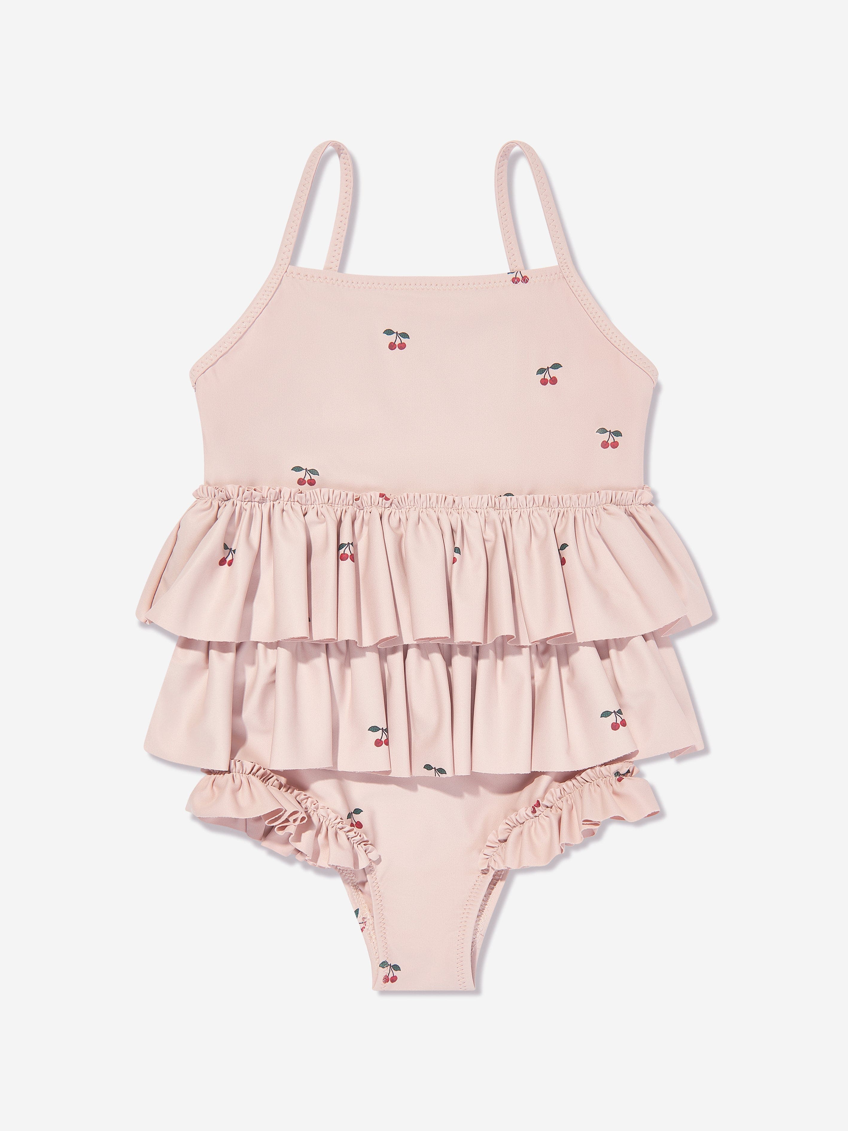 Konges Sljd Girls Cherry Manuca Frill Swimsuit in Beige Online Cheap Pice