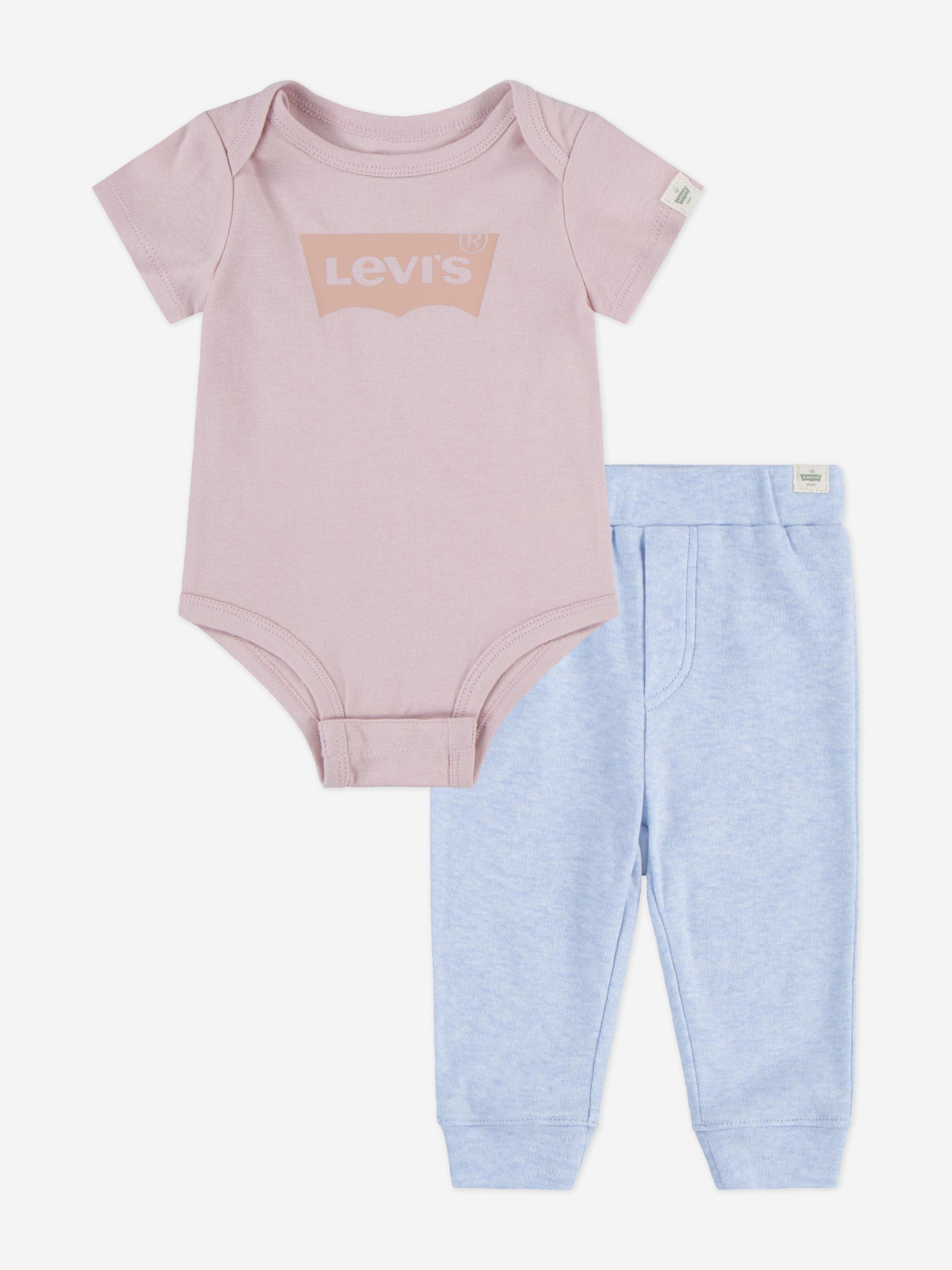 Levi's Baby Girls Batwing Bodysuit Set in Pink