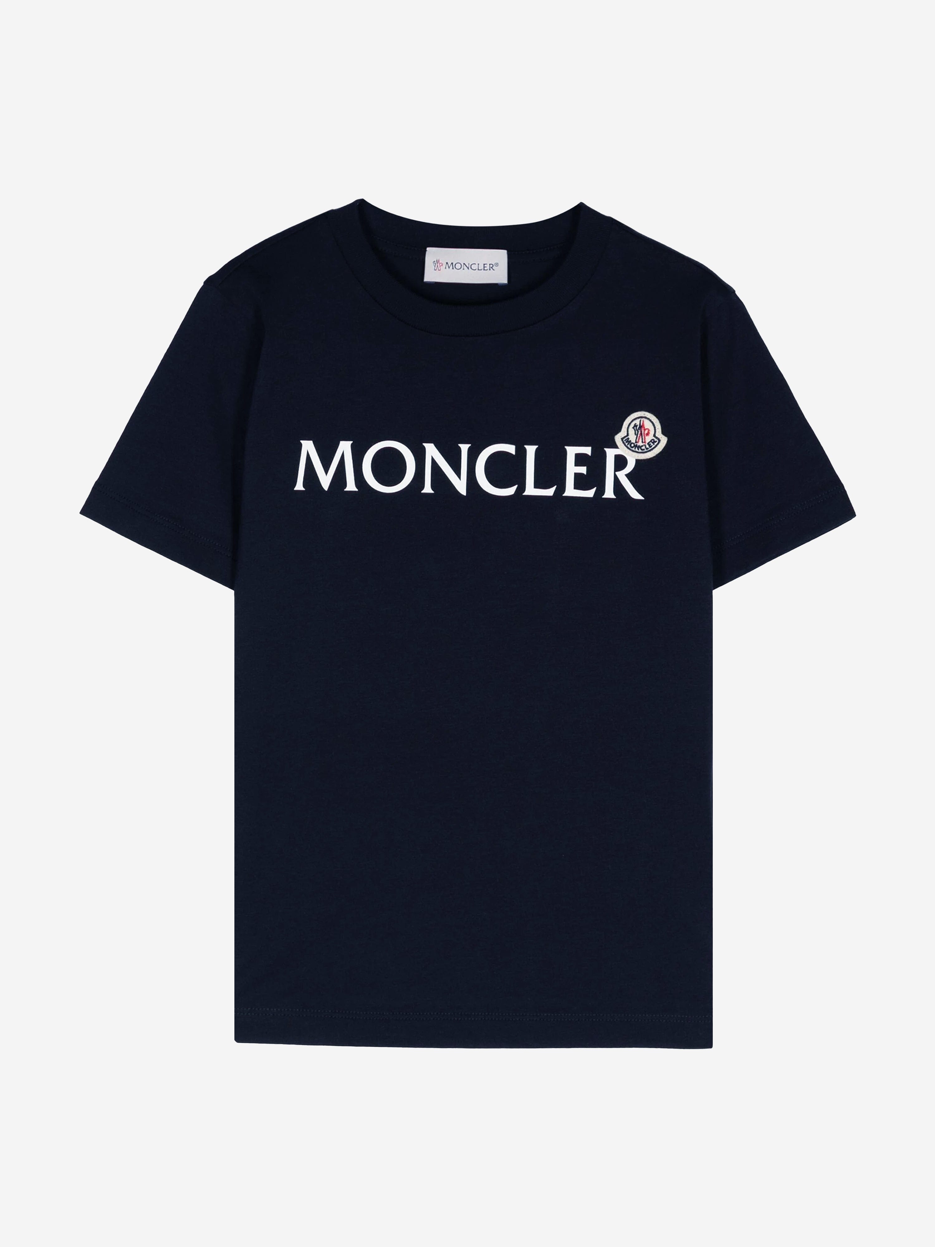 Moncler Enfant Boys Logo T-Shirt in Navy Extremely Cheap Pice
