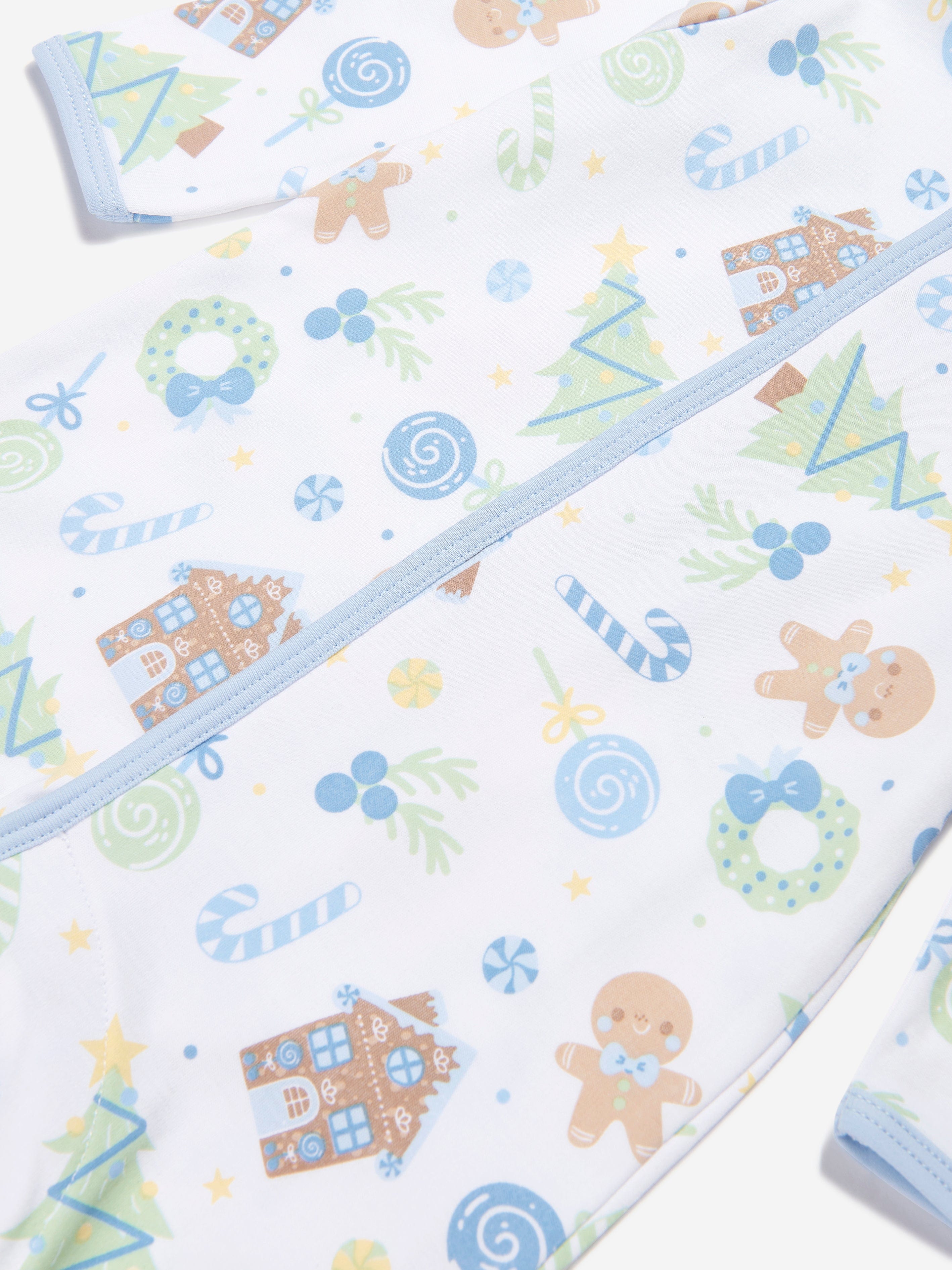 Magnolia Baby Baby Boys Sweet Gingerbread Babygrow in Blue Browse For Sale