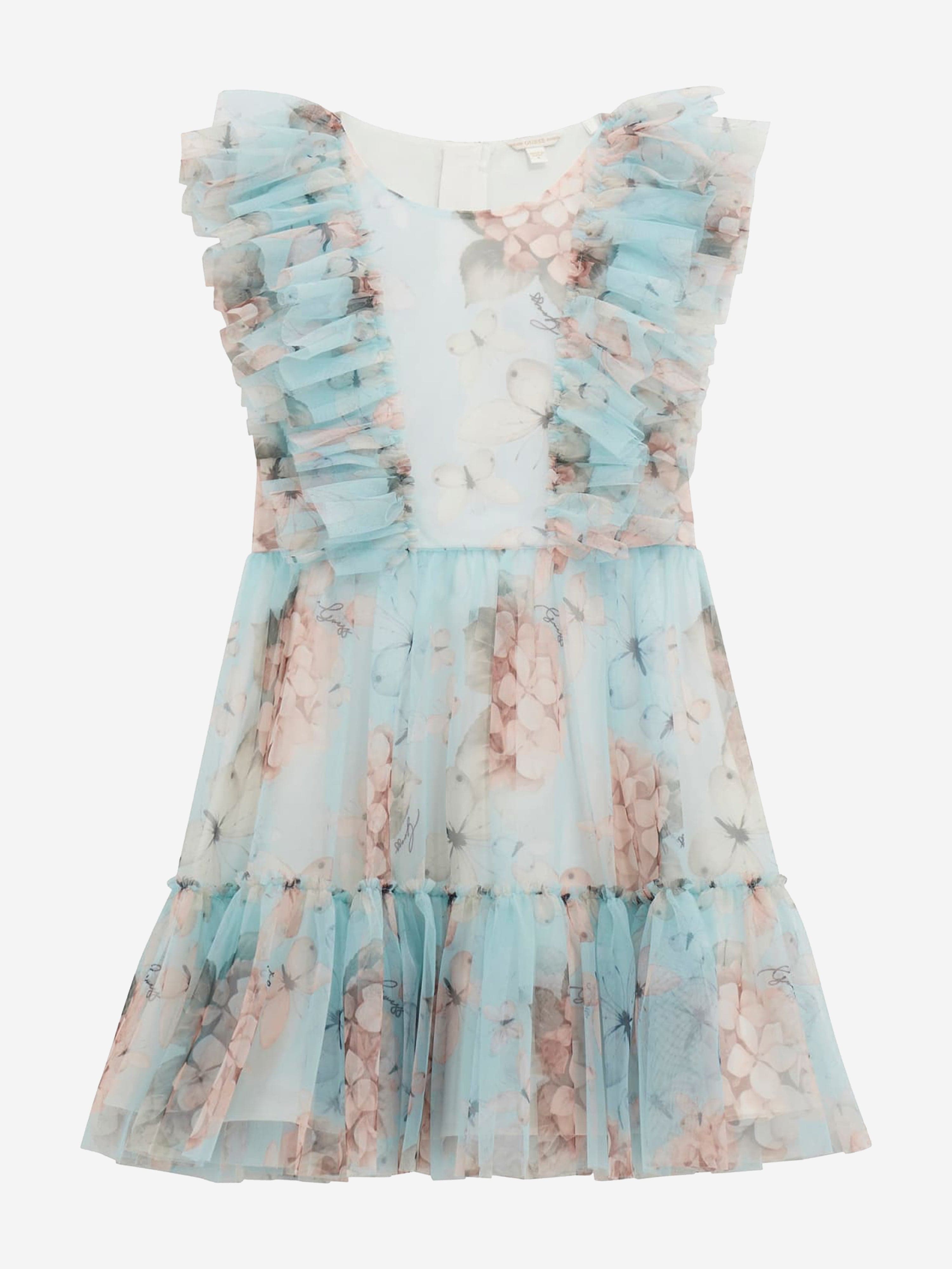 Girls Butterly Collage Tulle Dress in Blue Big Sale Cheap Online