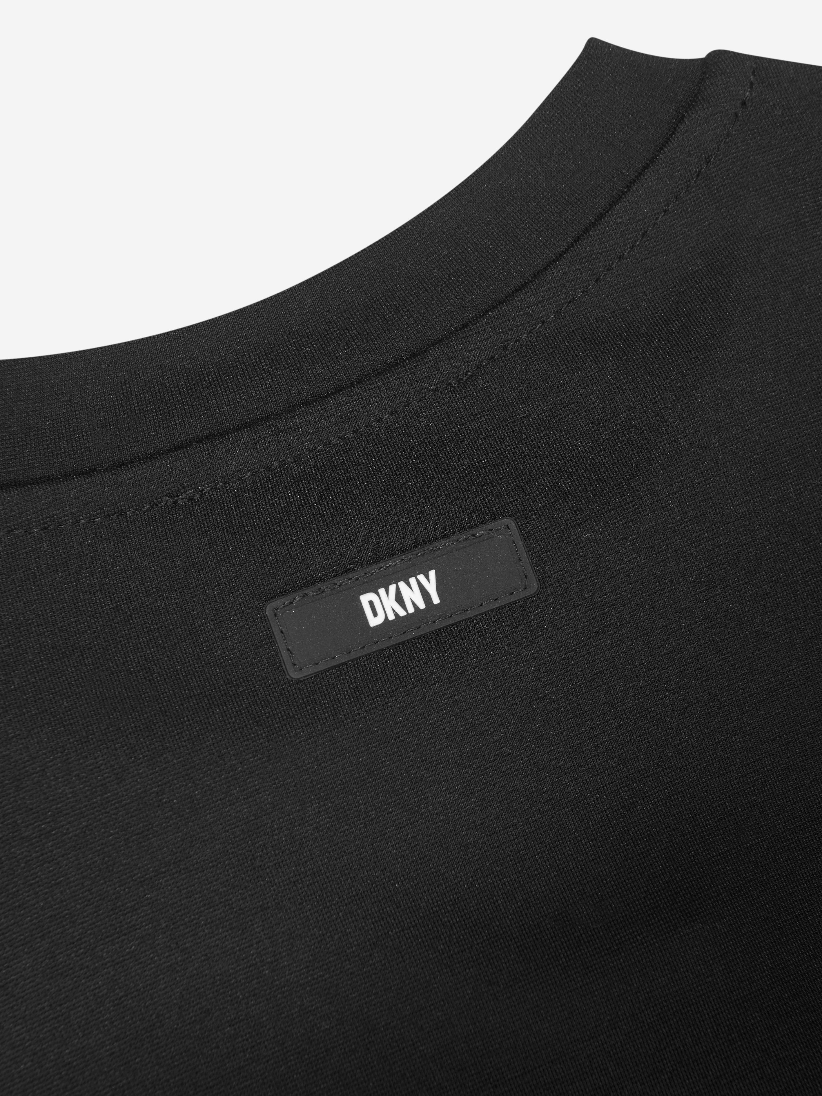 DKNY Girls Long Sleeve Milano Dress in Black Clearance Newest