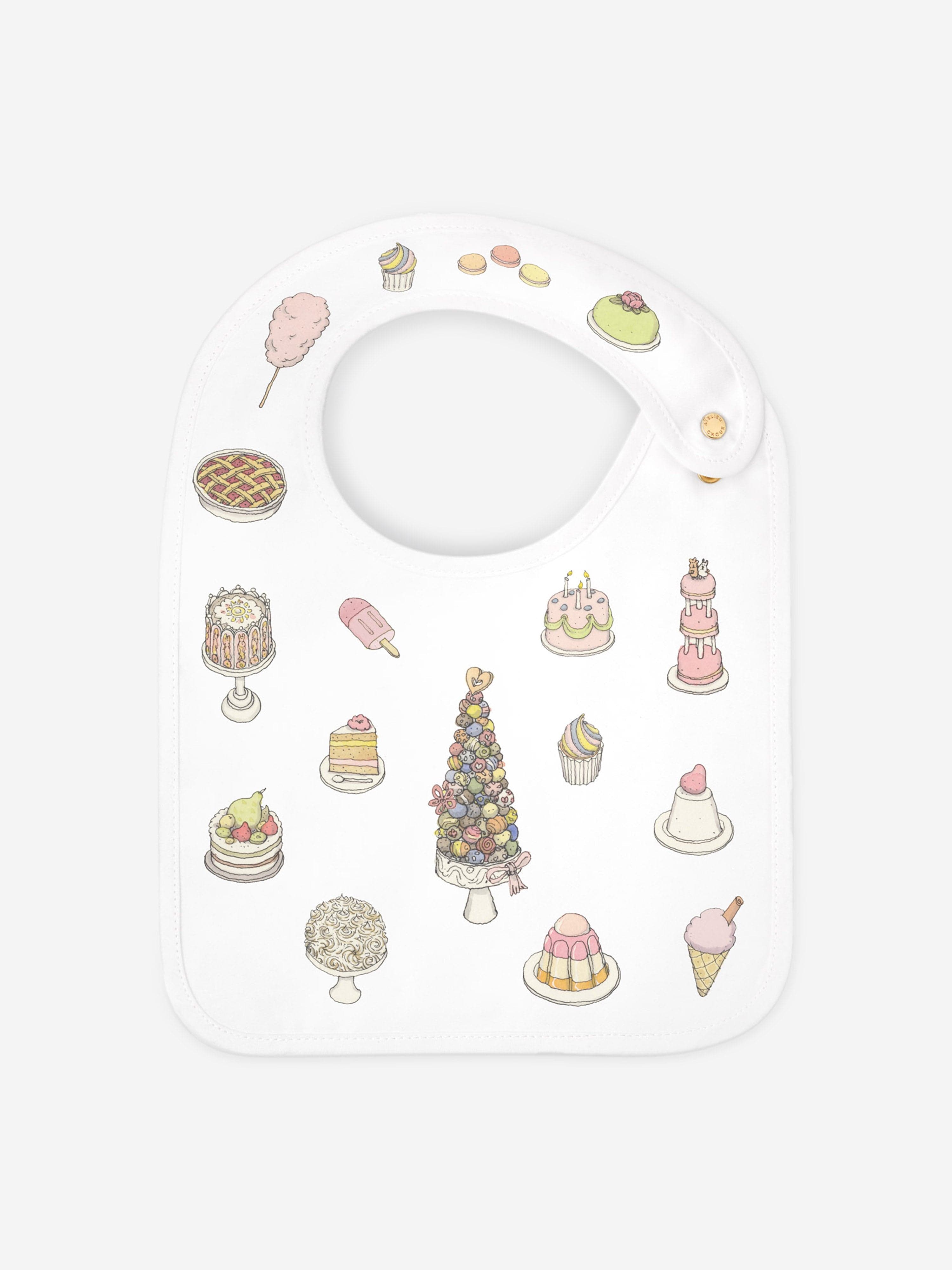 Atelier Choux Baby Sweetie Pie Satin Bib in White Sale Low Pice Fee Shipping
