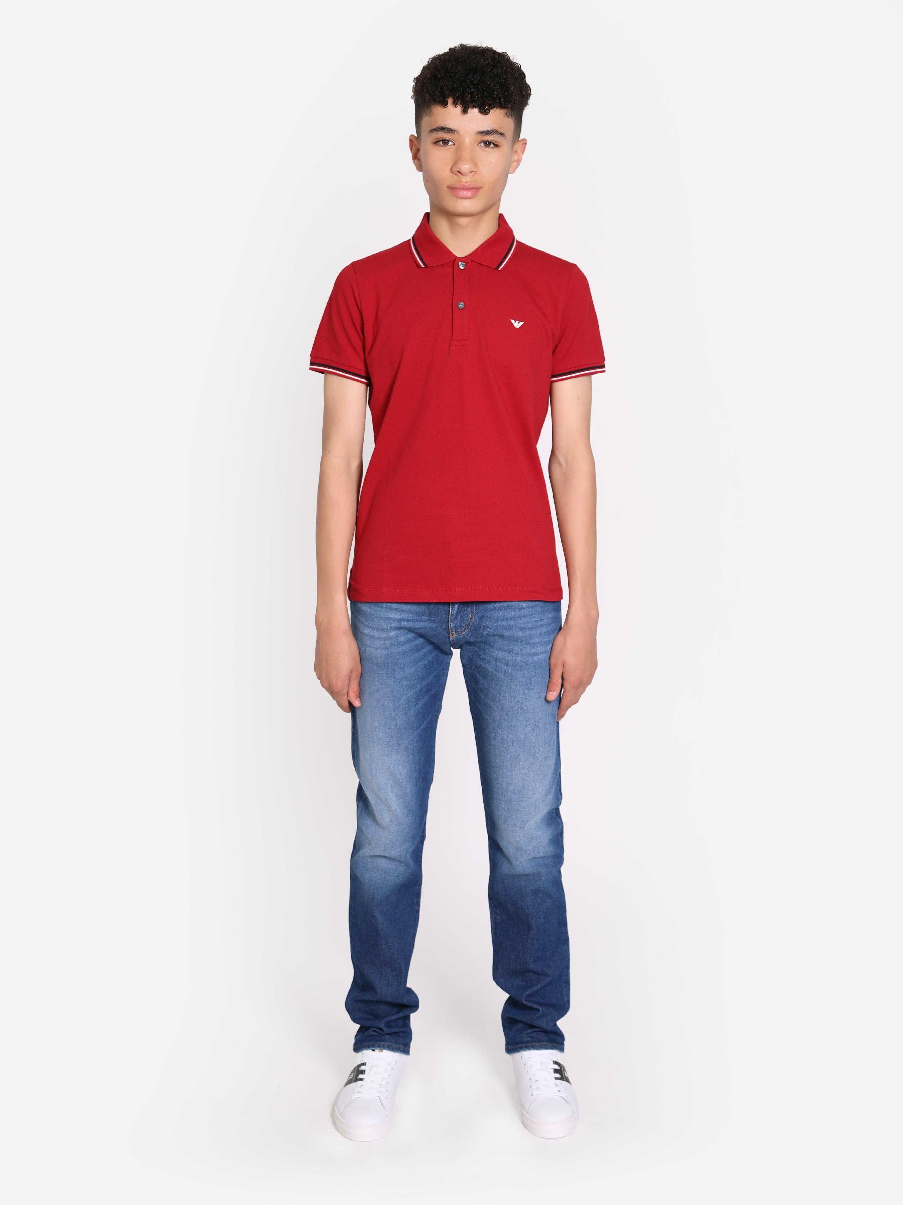 Emporio Armani Boys Logo Polo Shirt in Red Outlet Wiki