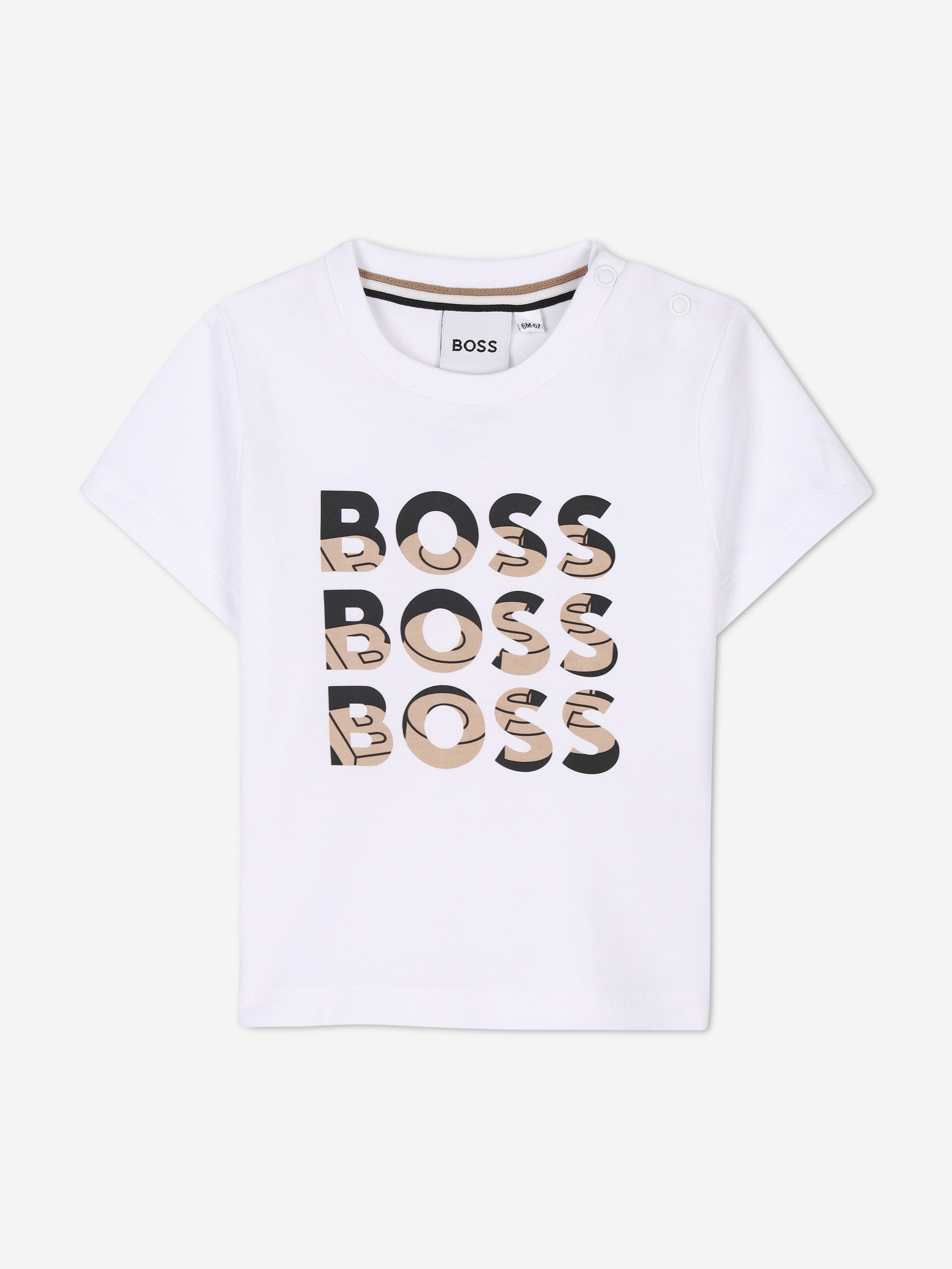 BOSS Baby Boys Multi Logo Print T-Shirt in White Cheap Sale Fashionable