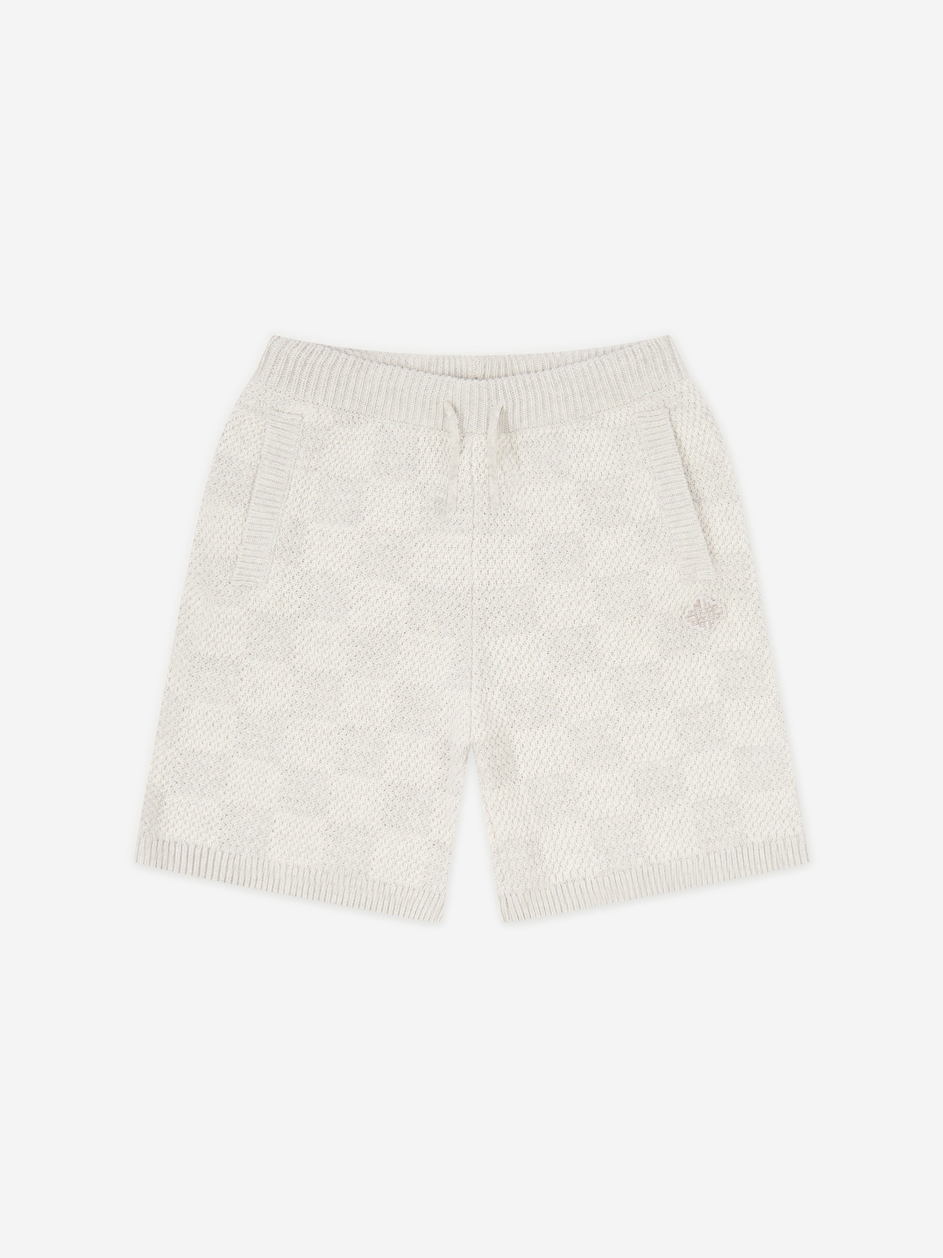 The Couture Club Kids Knitted Checkerboard Shorts in Grey Sale Footlocker