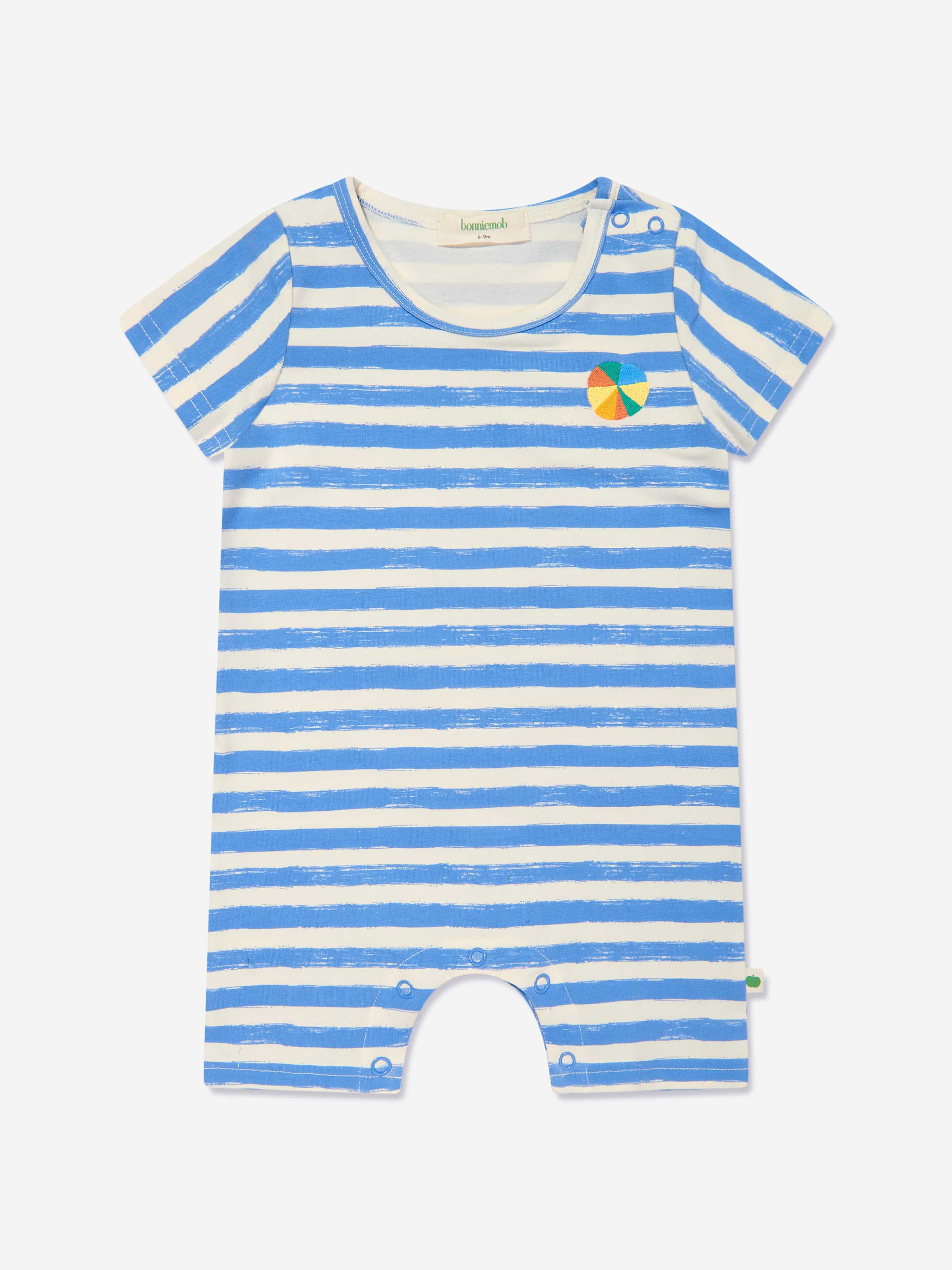 The Bonnie Mob Baby Boys Cockle Striped Romper in Blue Buy Cheap Clearance Store