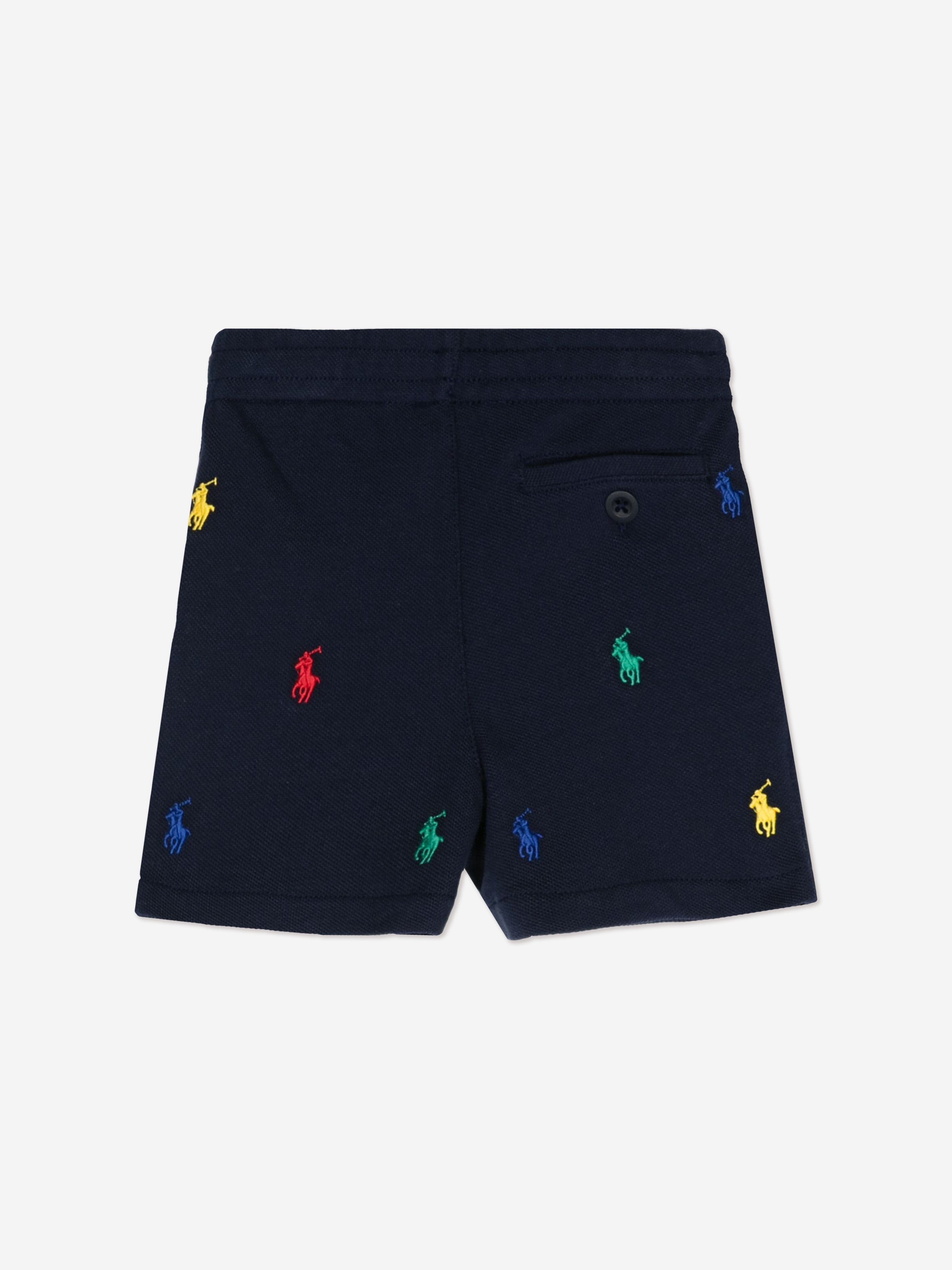 Ralph Lauren Boys Multi Logo Prepster Shorts in Navy Big Sale Sale Online