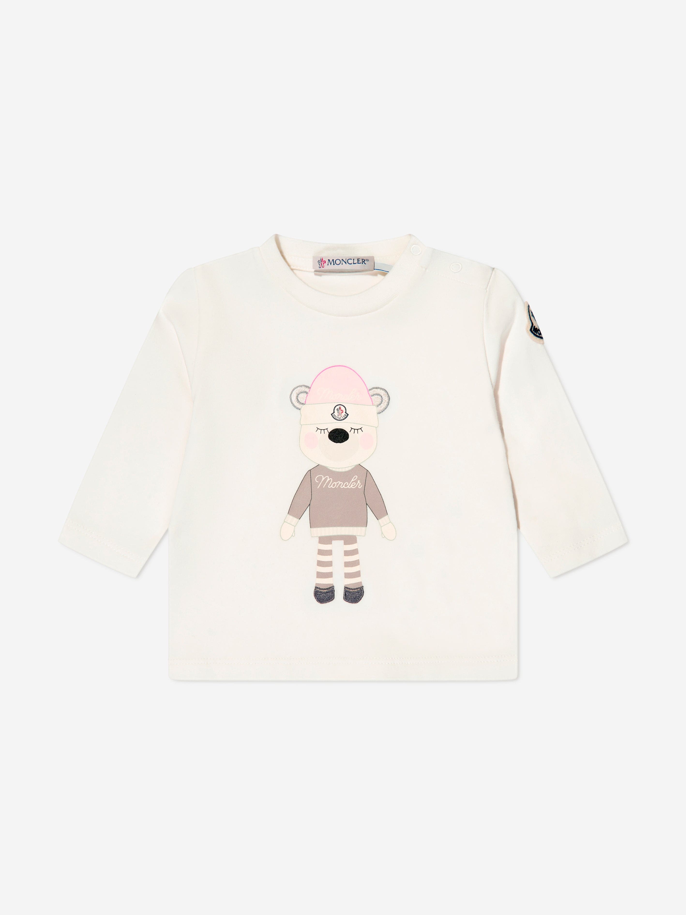 Moncler Enfant Baby Girls Long Sleeve T-Shirt in White Free Shipping Deals