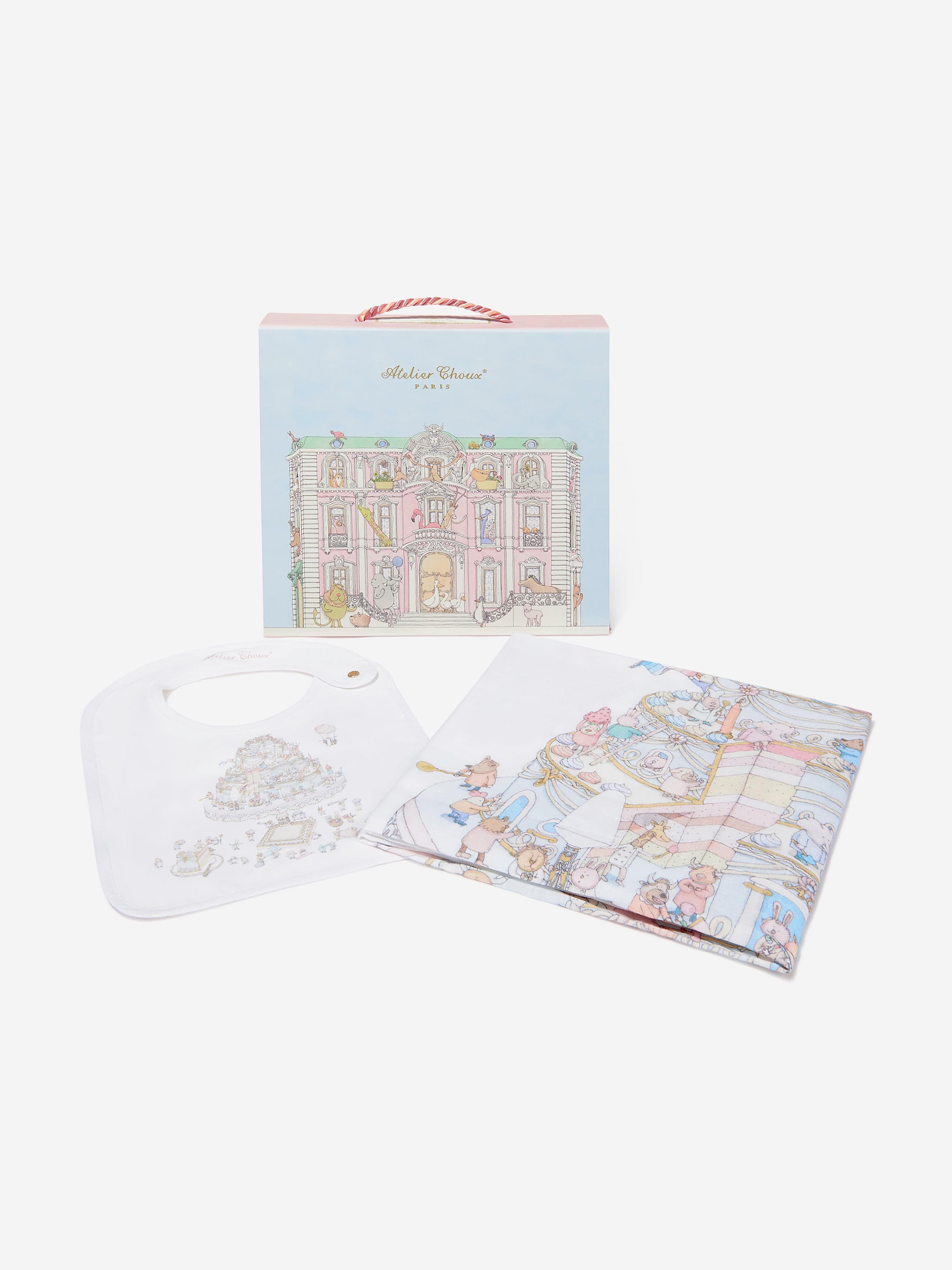 Atelier Choux Baby Le Gateau Carr¨¦ and Satin Bib Set in White Order