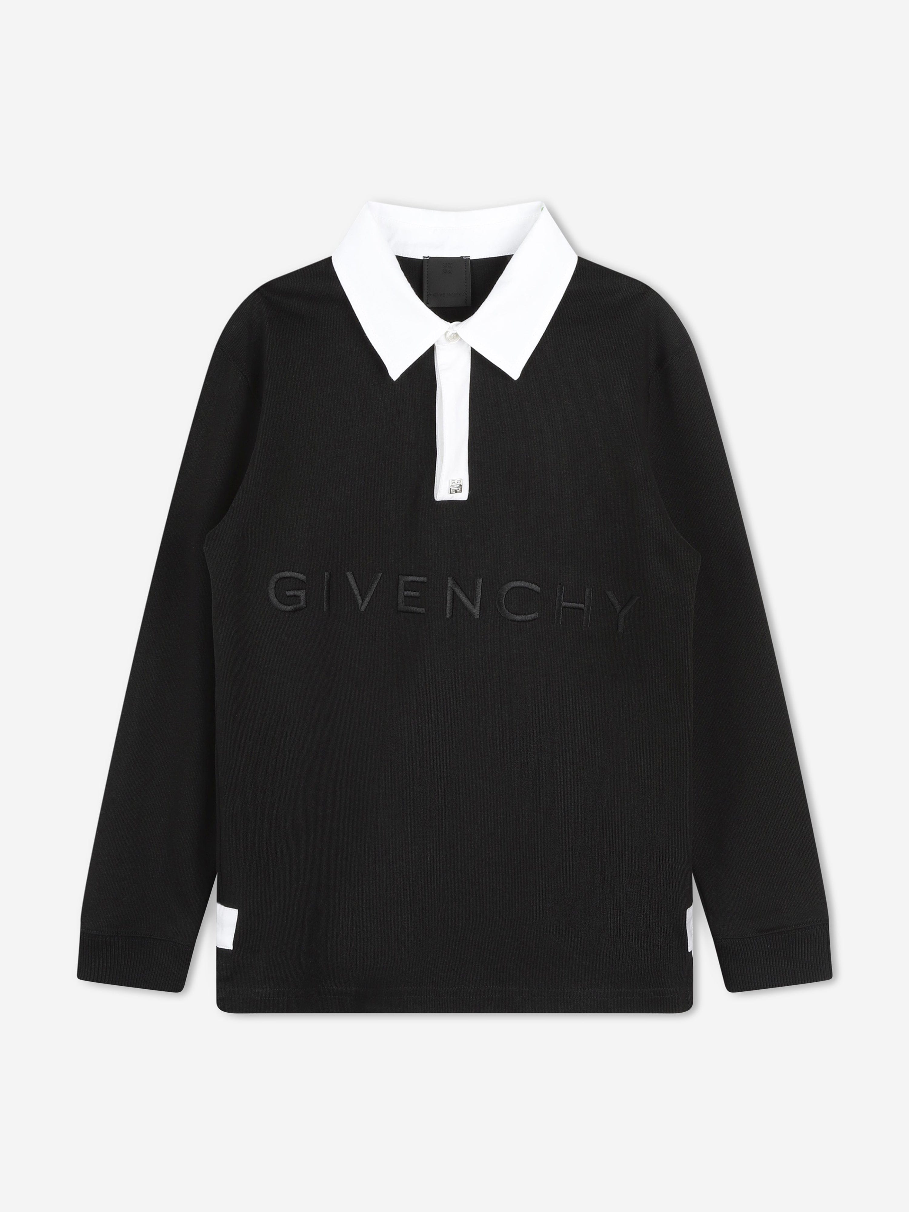 Givenchy Boys Long Sleeve Jersey Polo Shirt in Black Outlet Get To Buy