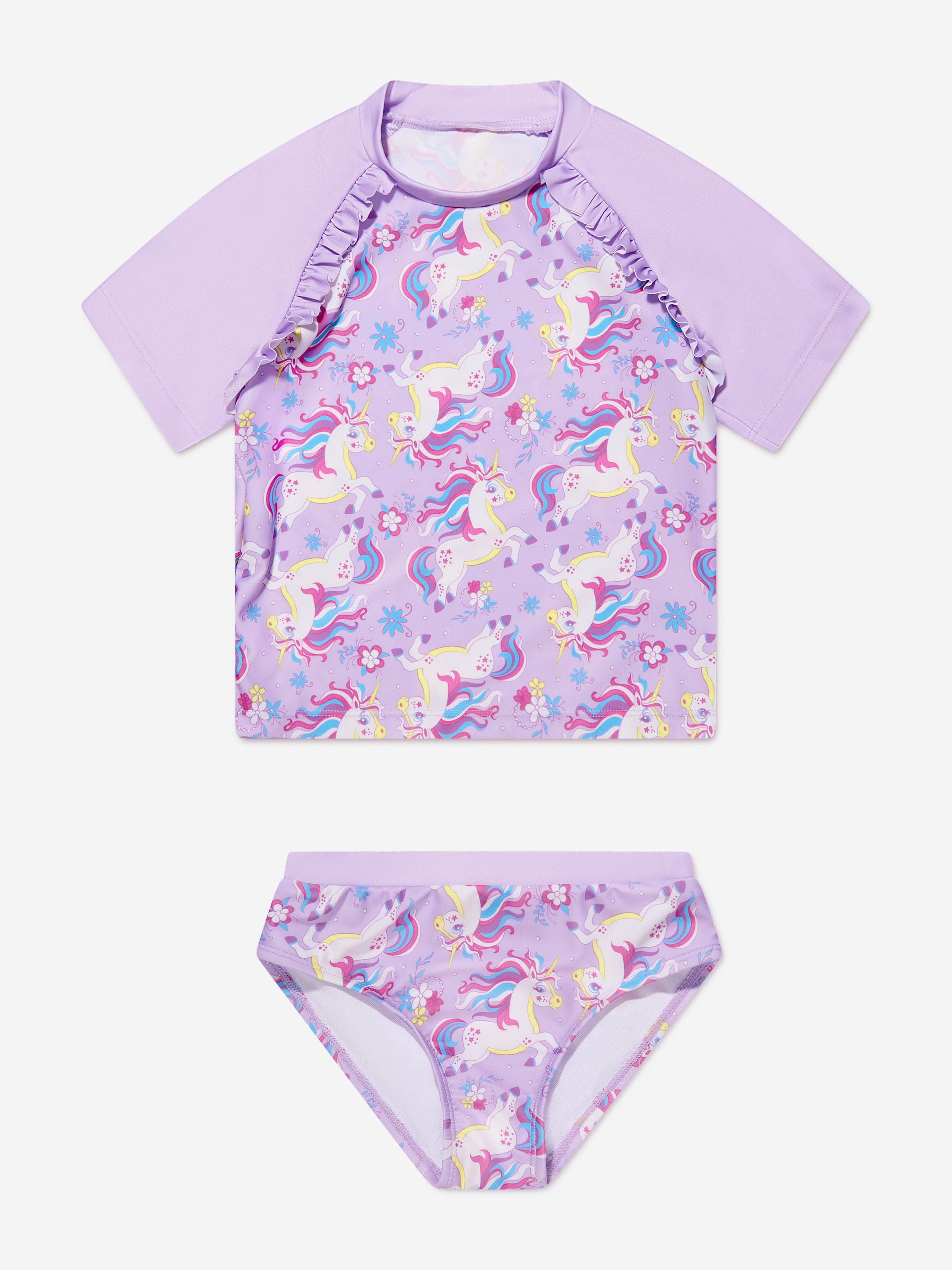 Soli Swim Girls Unicorn Rash Guard and Shorts (UPF50+) in Purple Sale Nicekicks