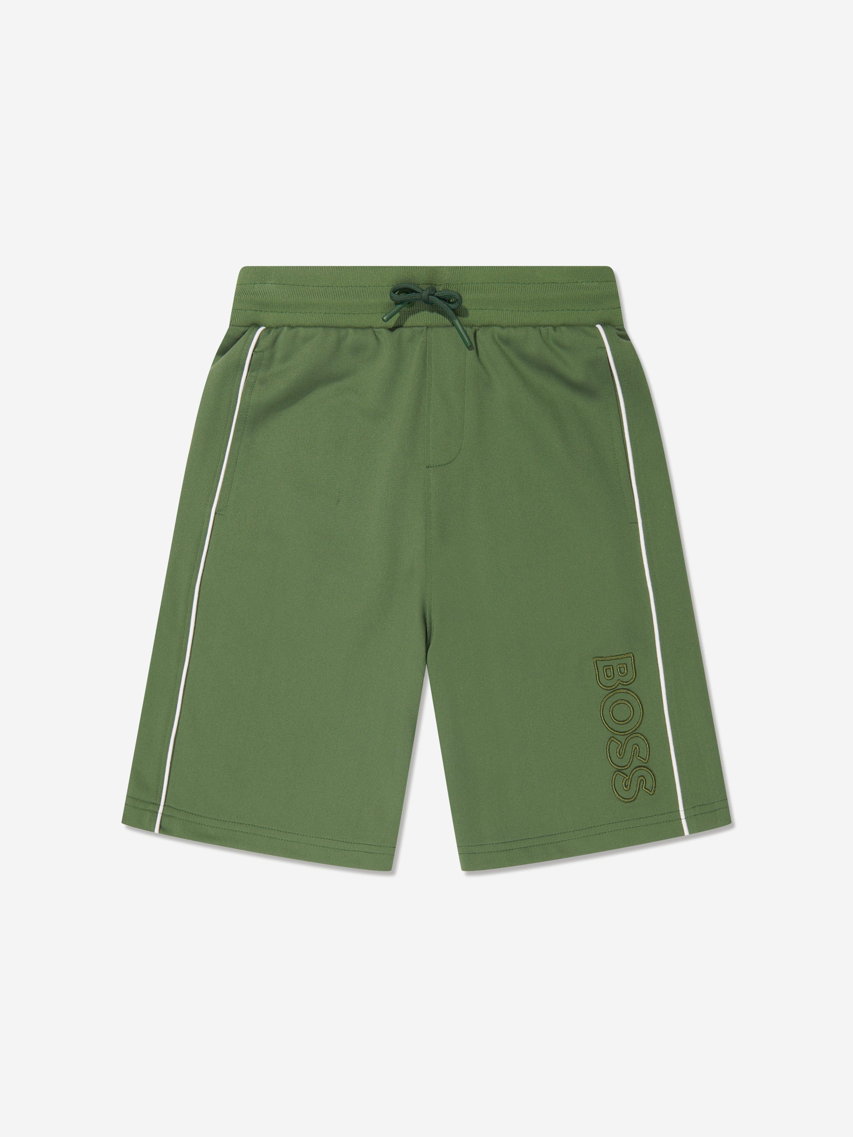 BOSS Boys Embroidered Logo Shorts in Green Buy Cheap Find Great