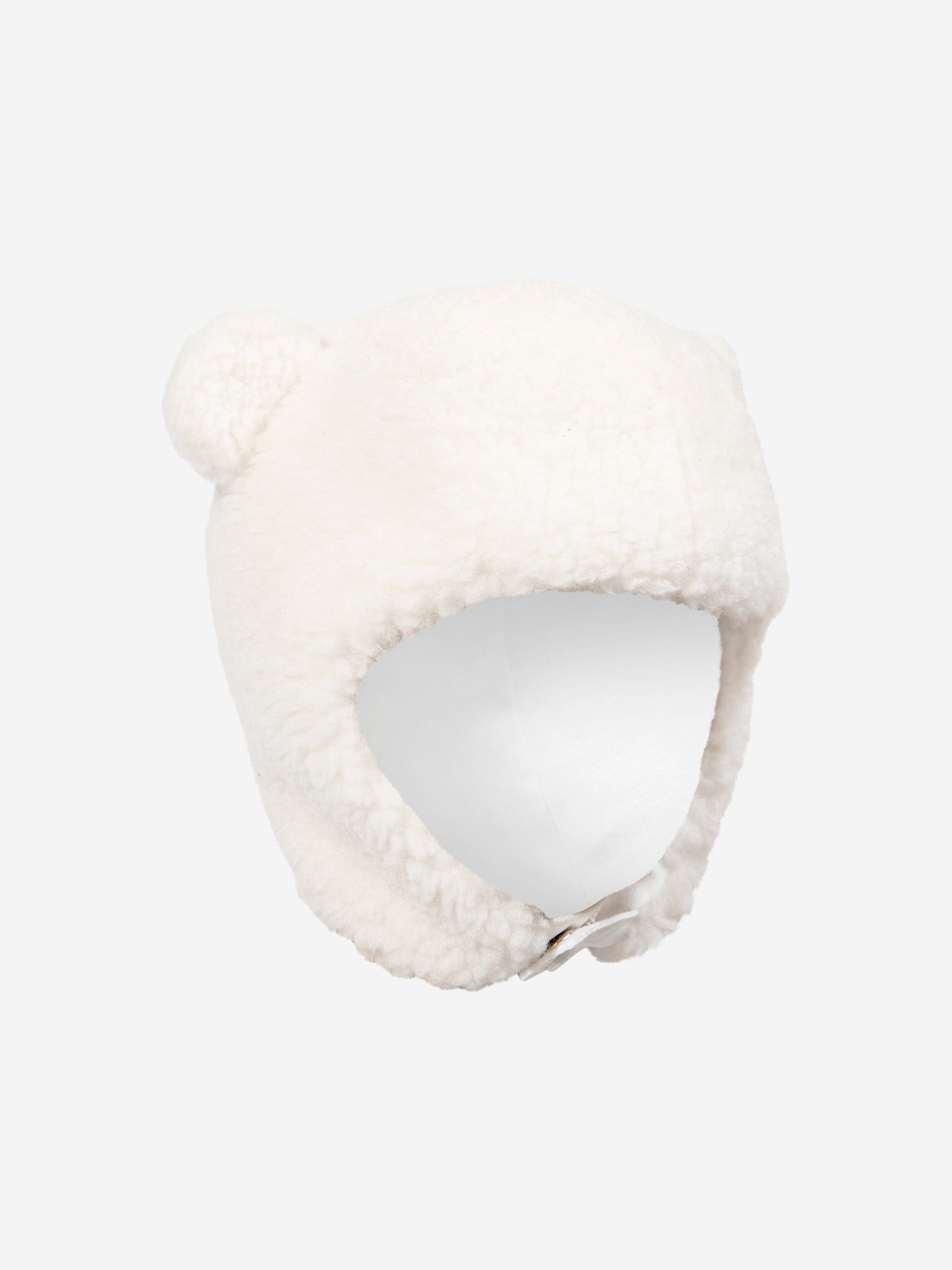 Moncler Enfant Baby Teddy Cap With Earflaps in Ivory Pay With Paypal For Sale