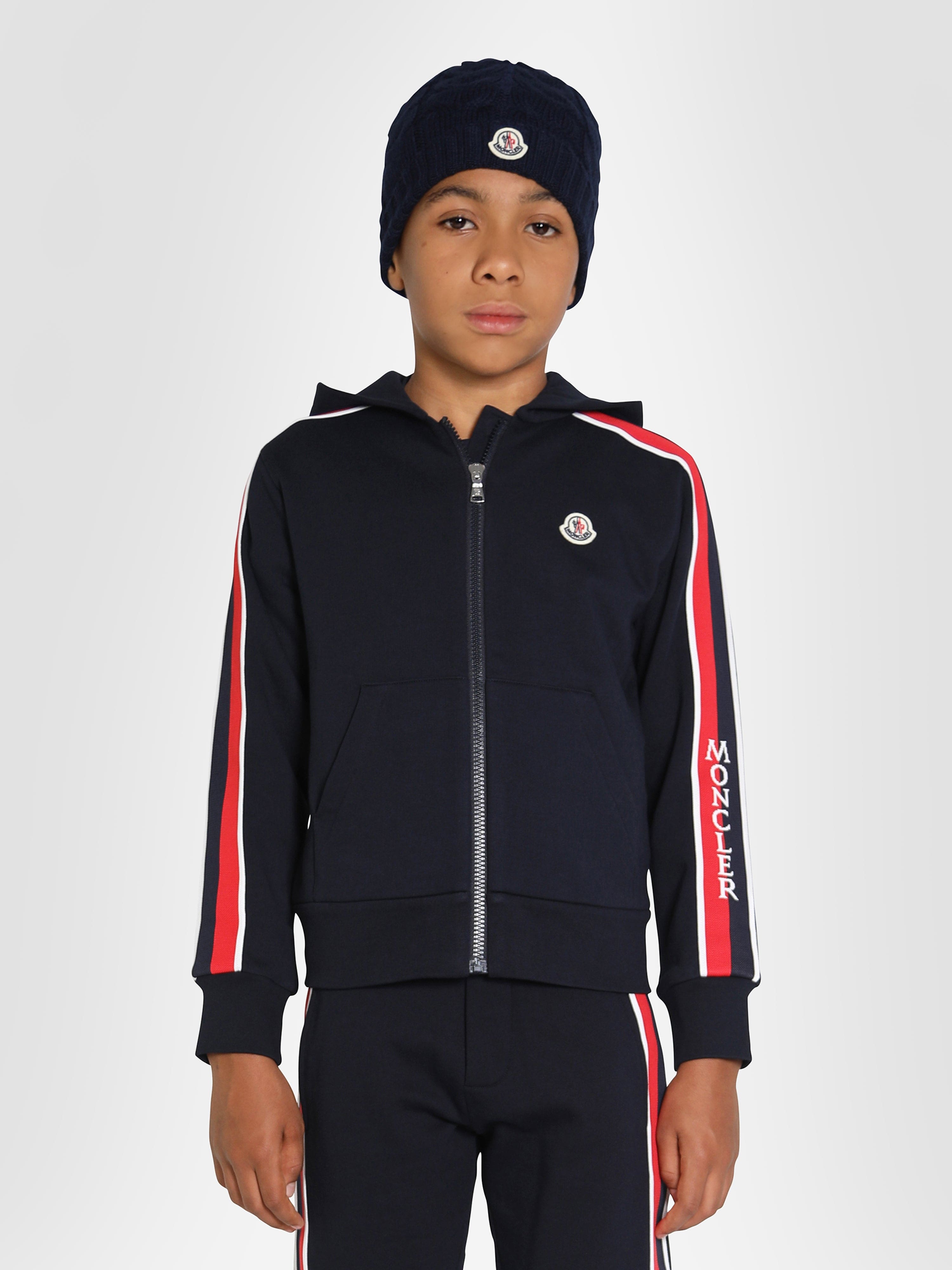 Moncler Enfant Boys Zip Up Top in Navy Free Shipping Cost