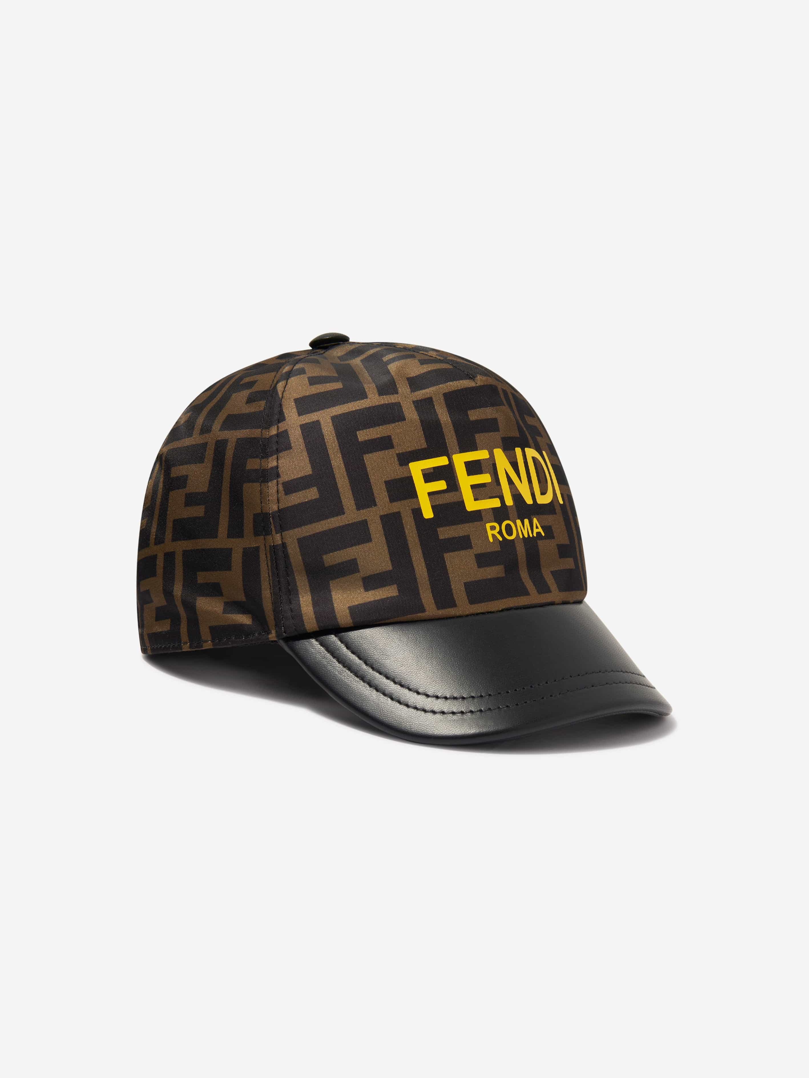 Fendi Kids FF Logo Cap in Brown Recommend Online
