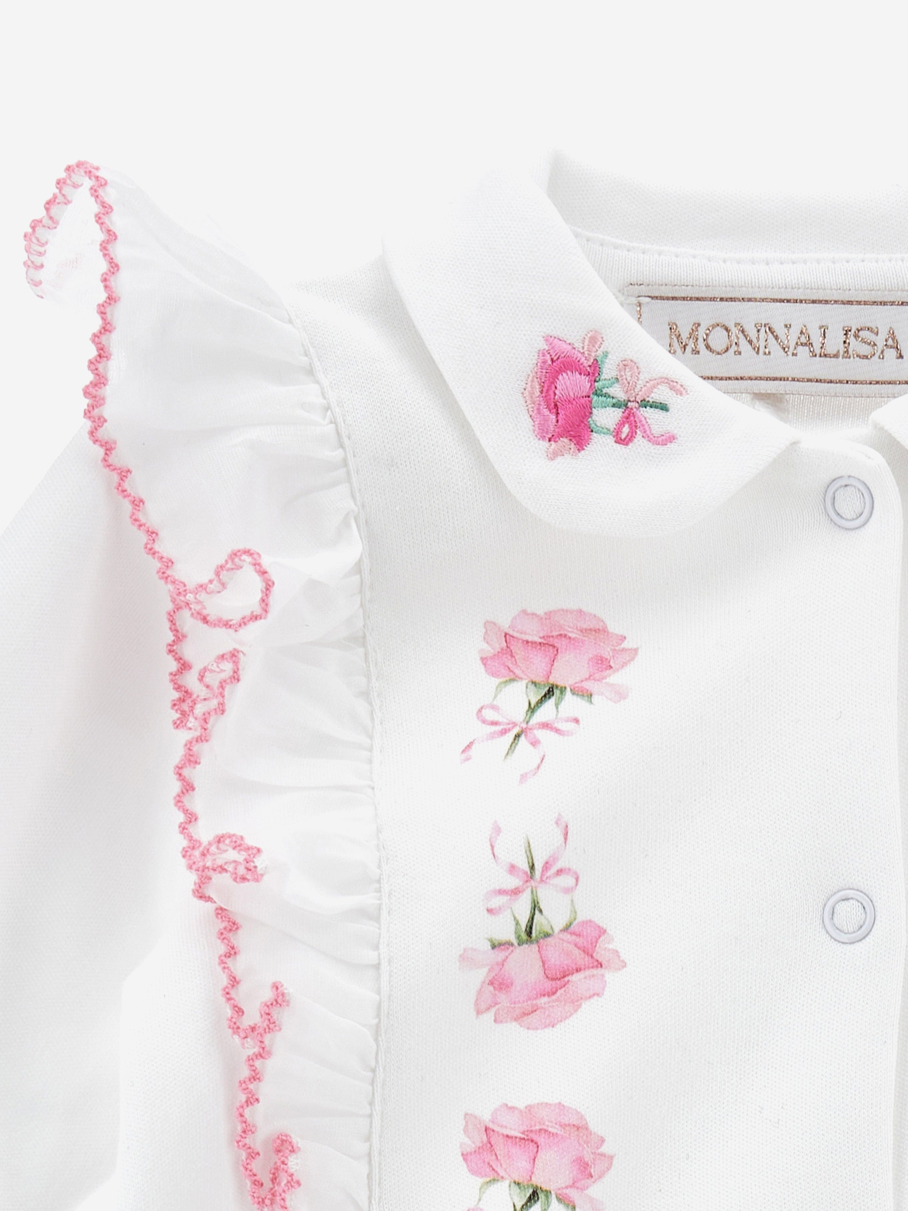 Baby Girls Rose Babygrow in White Discount Official Site