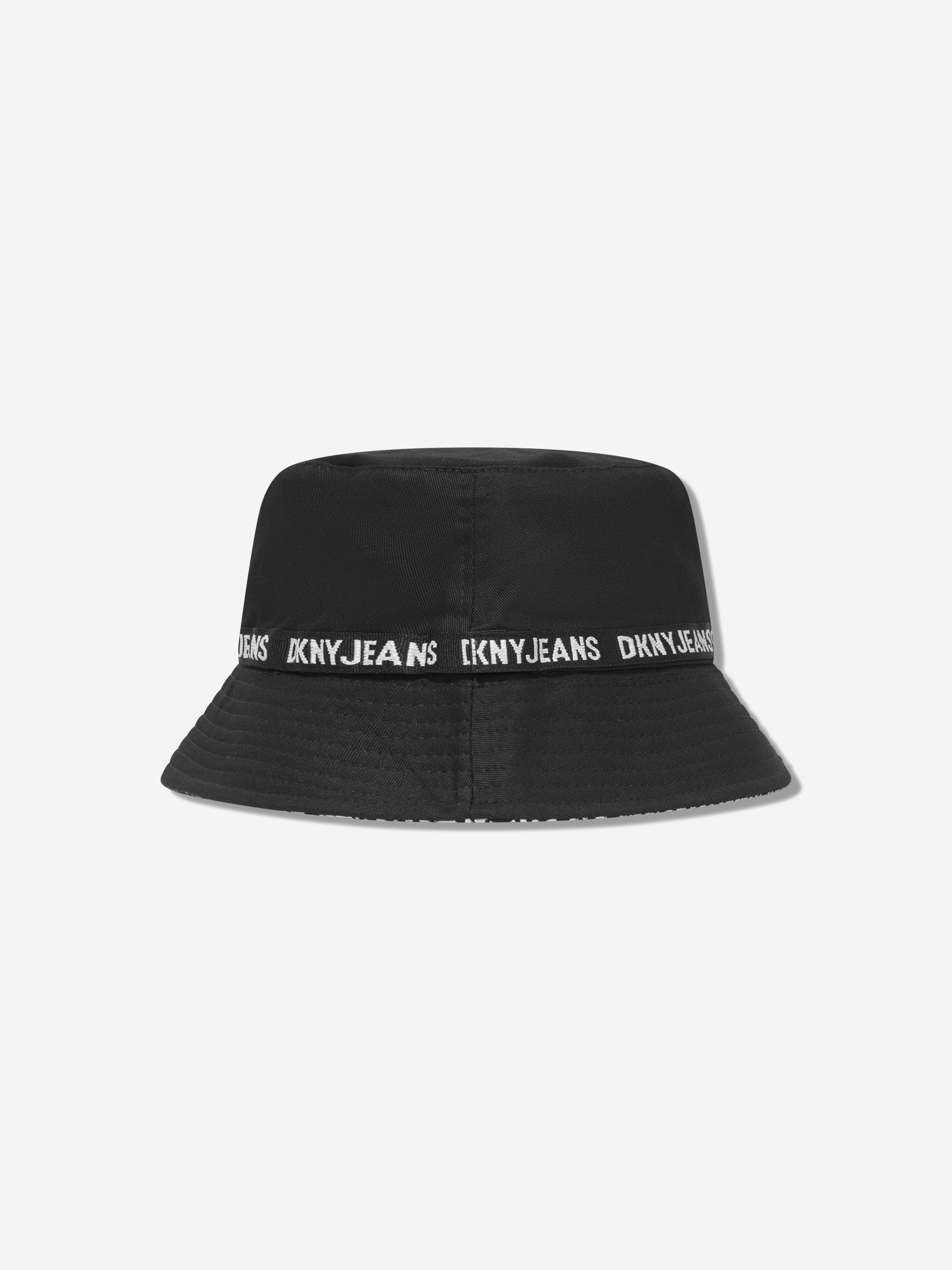 DKNY Kids Logo Bucket Hat in Black For Nice Cheap Price