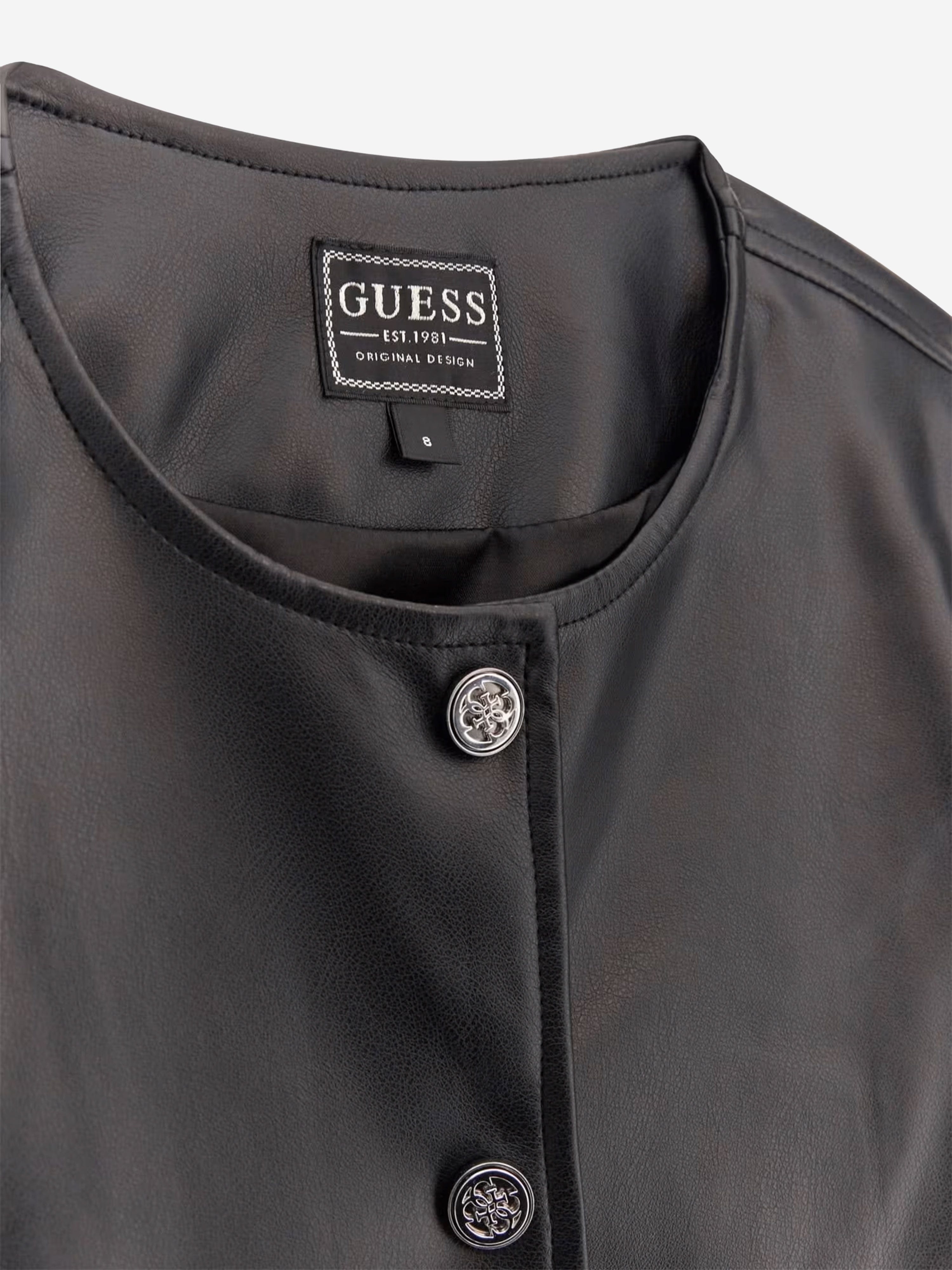 Girls Faux Leather Jacket in Black Sast