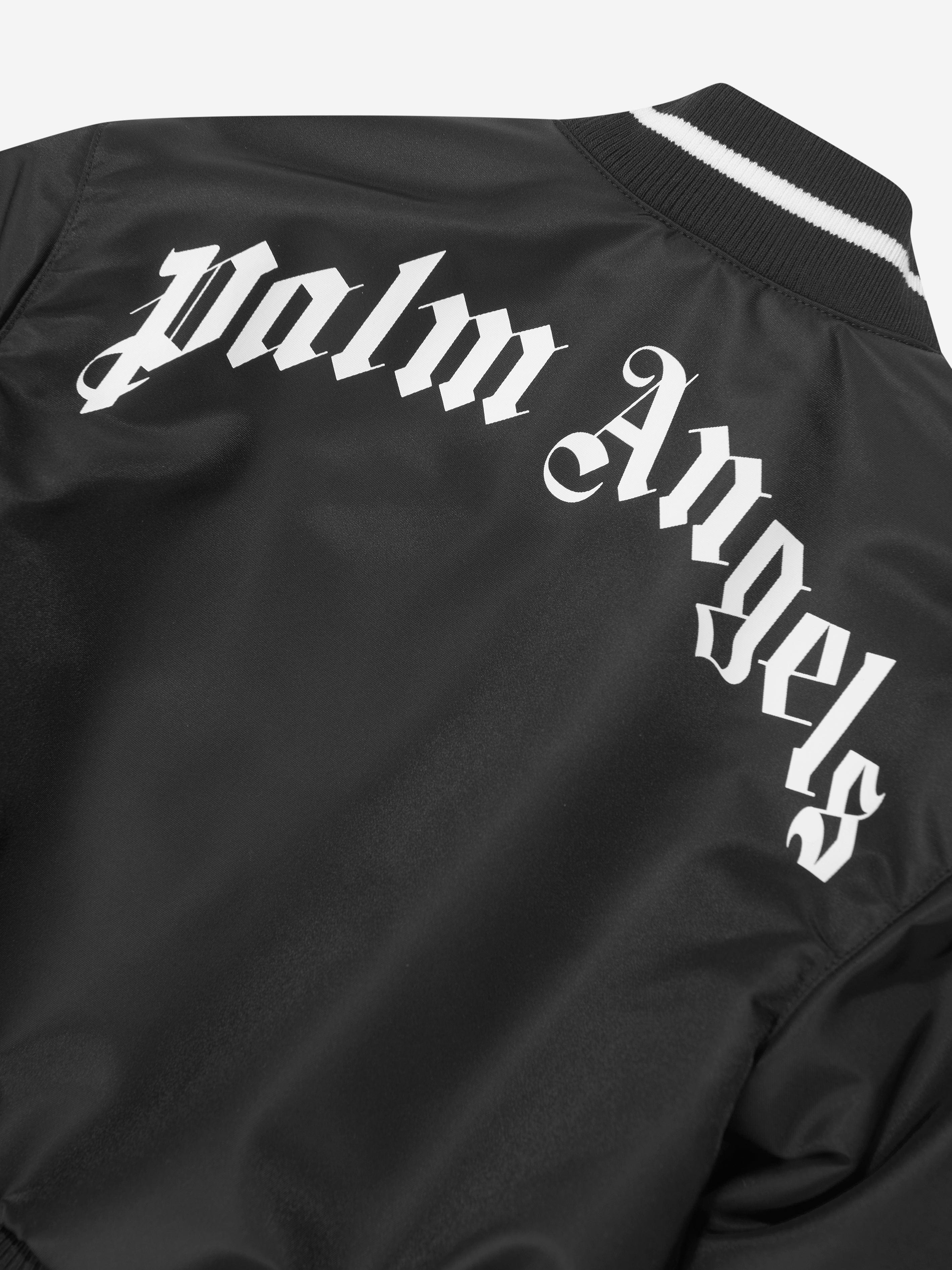 Palm Angels Boys Curved Logo Bomber Jacket in Black Cheap Sale 100% Authentic