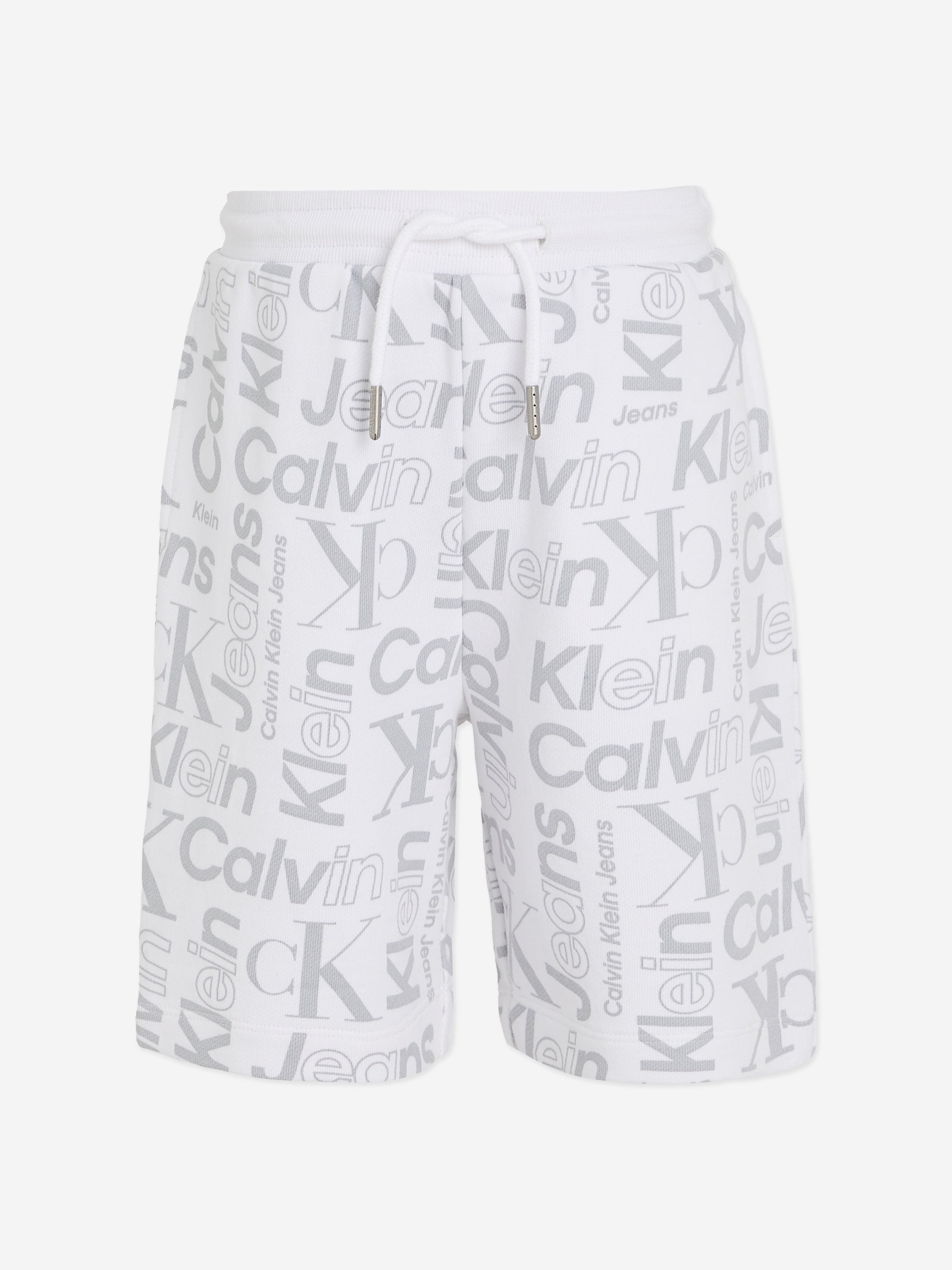 Calvin Klein Boys Institutional CK Logo Shorts in White Discount Release Dates