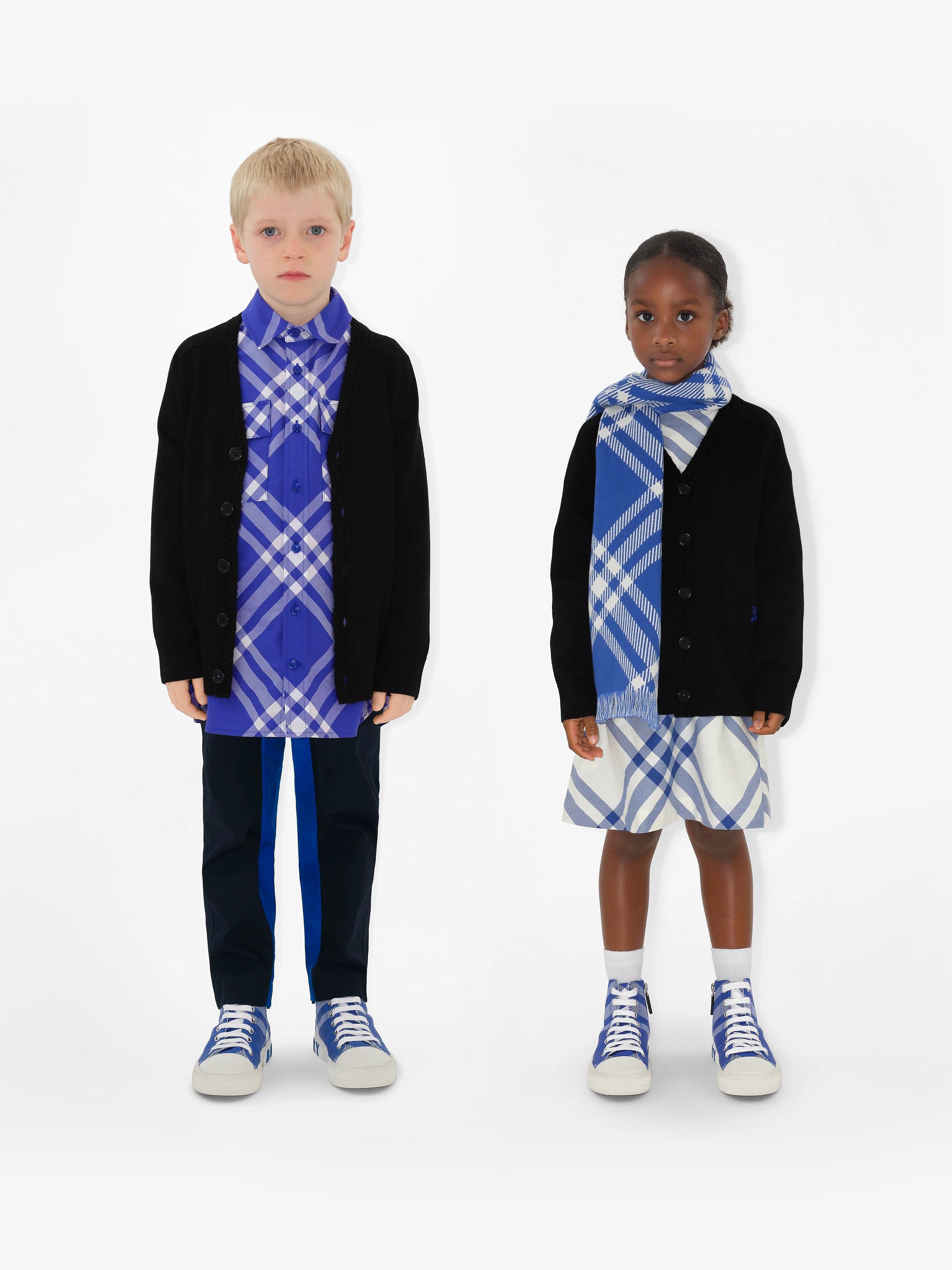 Burberry Boys Wool Knit Graham Cardigan in Black Sale Fake