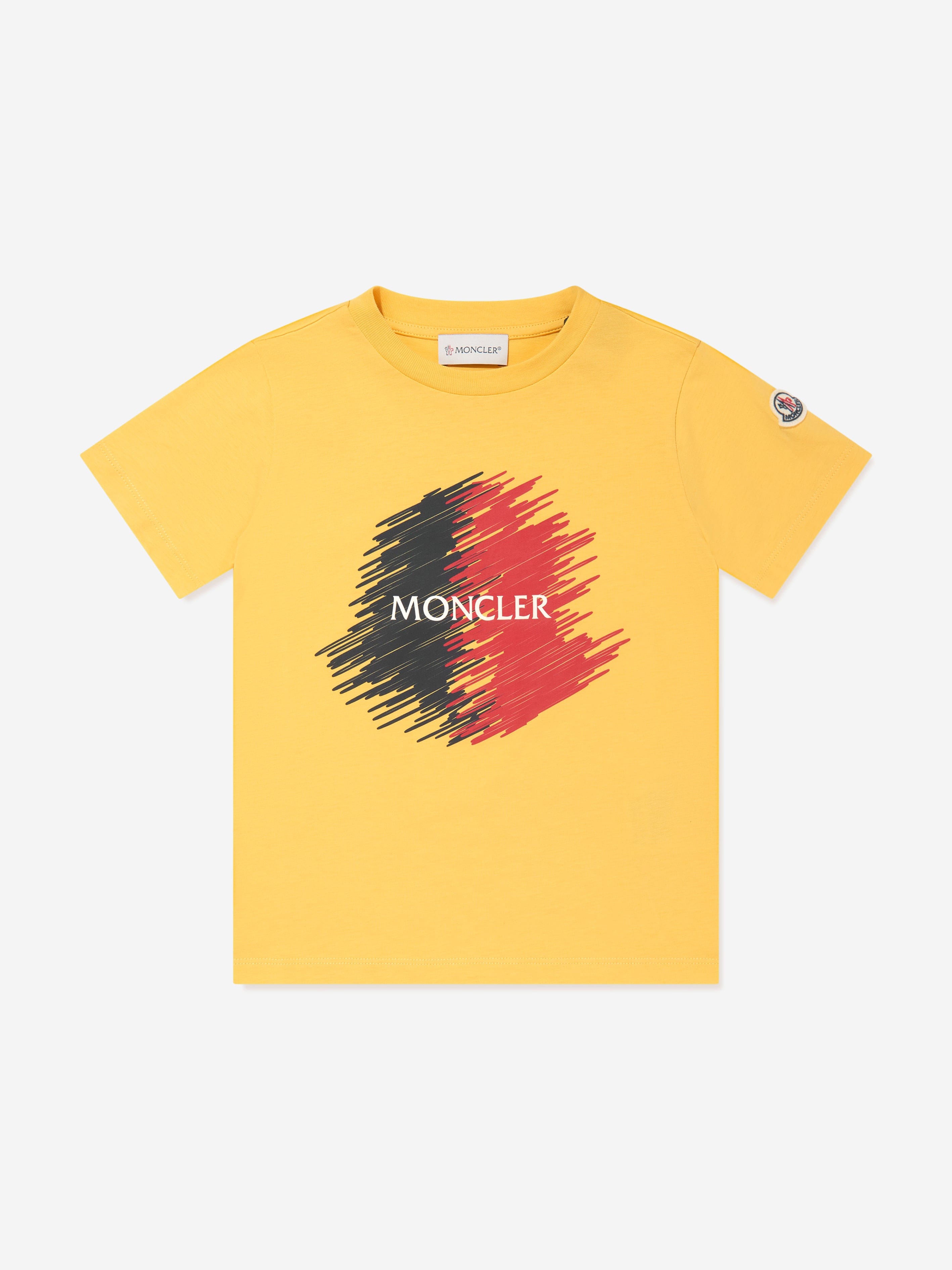 Moncler Enfant Boys Logo Print T-Shirt in Yellow Genuine For Sale