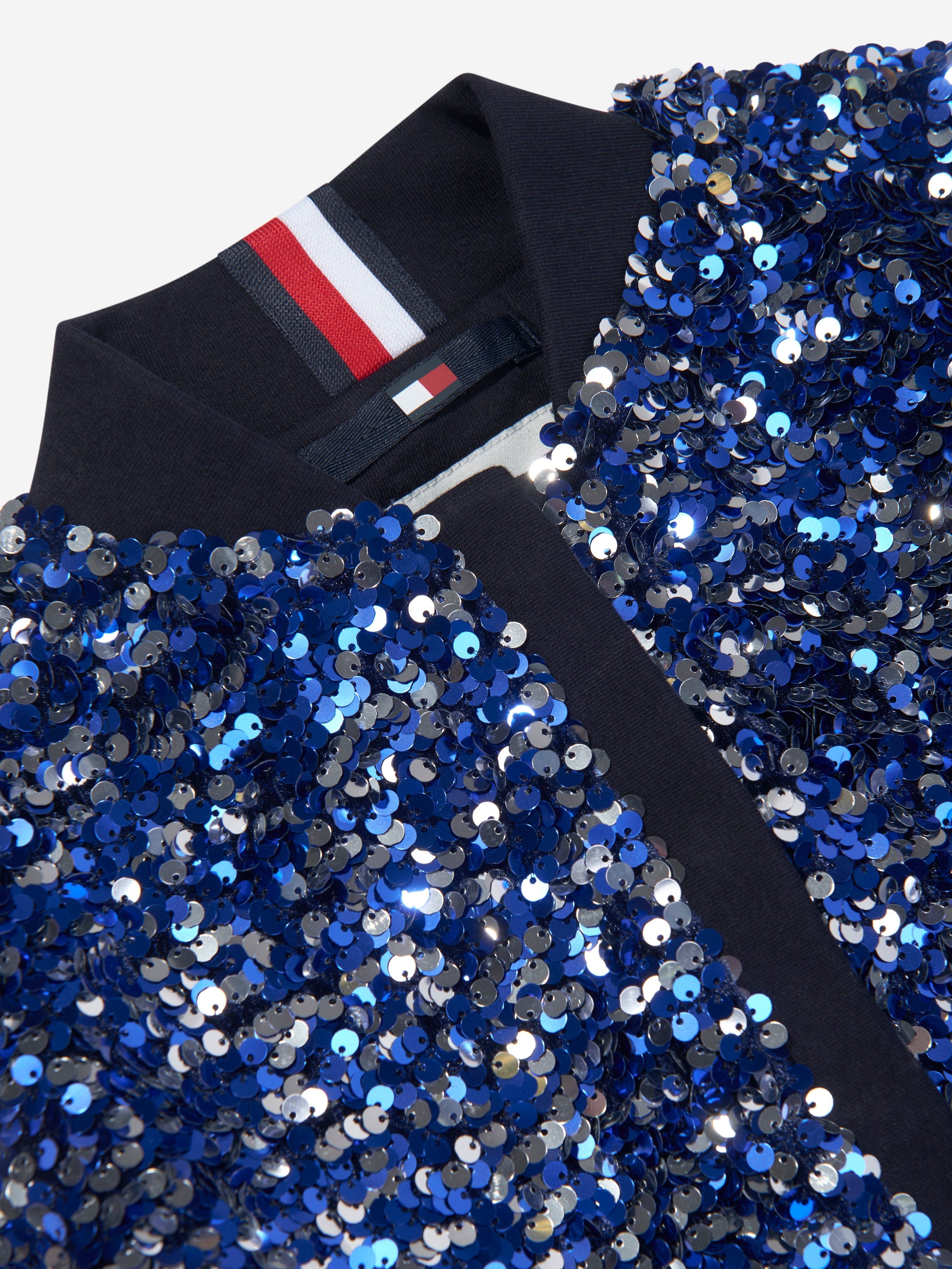 Tommy Hilfiger Girls Sequin Varsity Jacket in Blue Big Discount Online