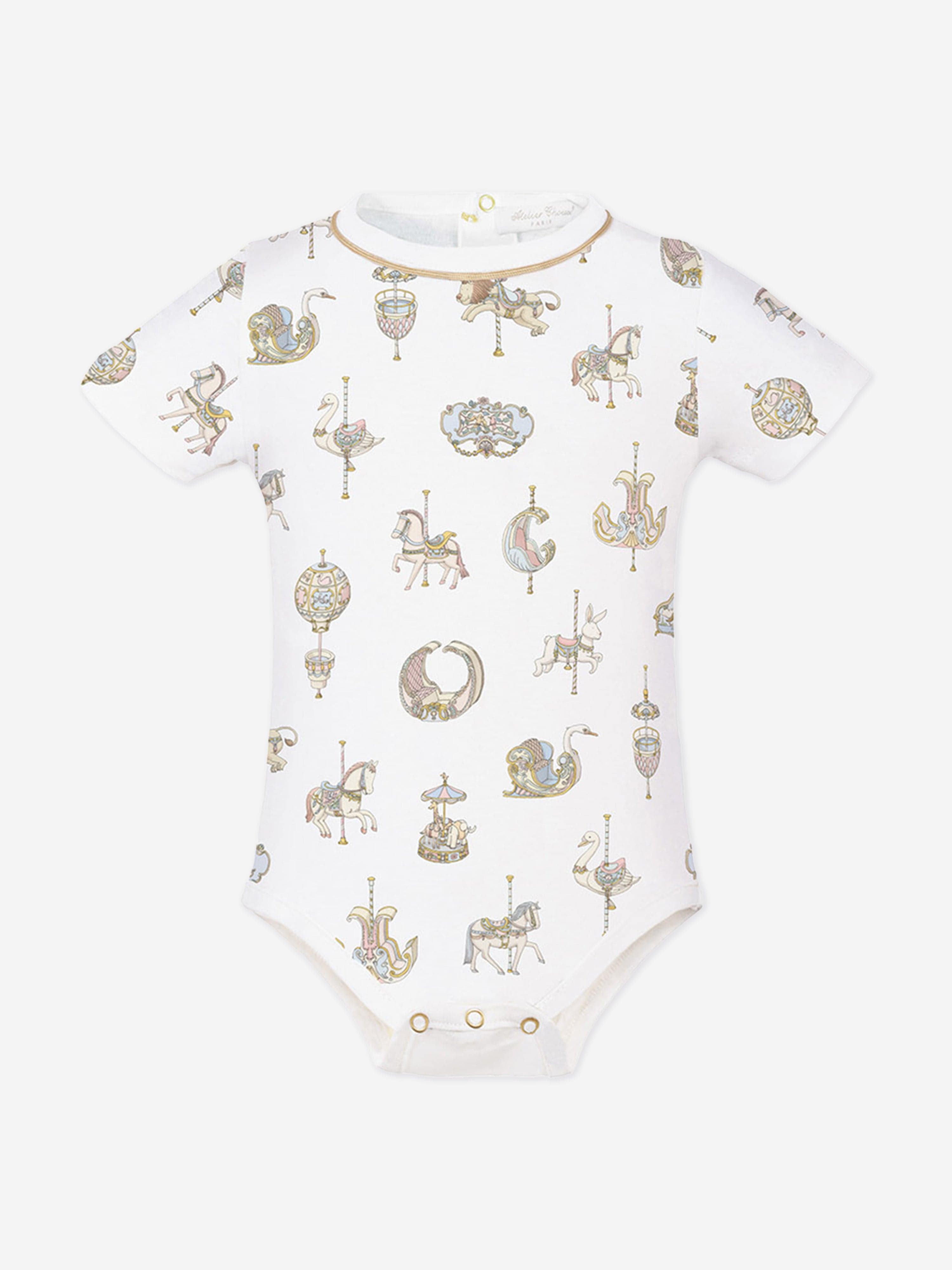 Atelier Choux Baby Carousel Onesie in White Outlet Cheap Pice