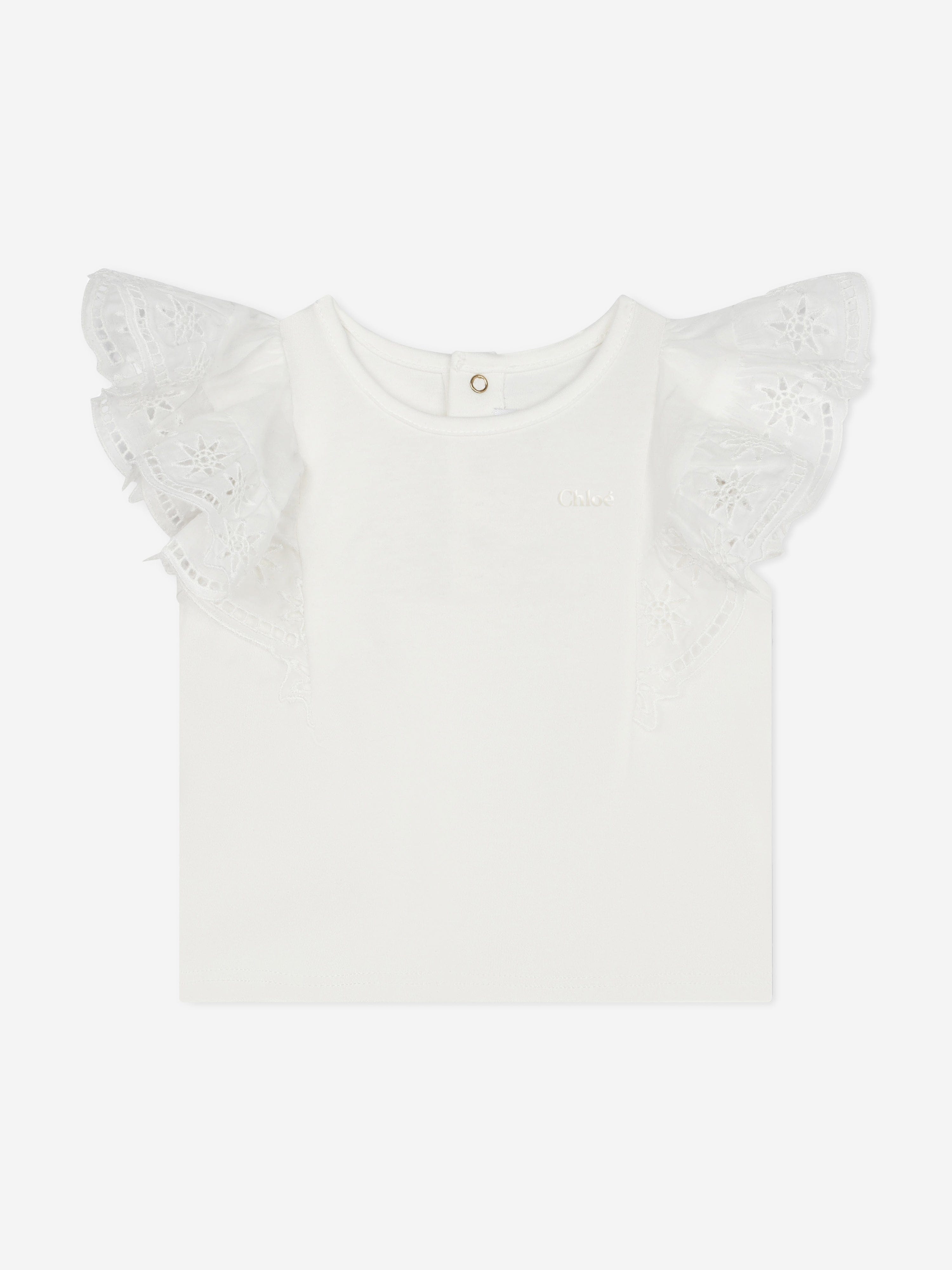 Chlo¨¦ Baby Girls Embroidered Ruffle T-Shirt in White 2025 Cheap Pice