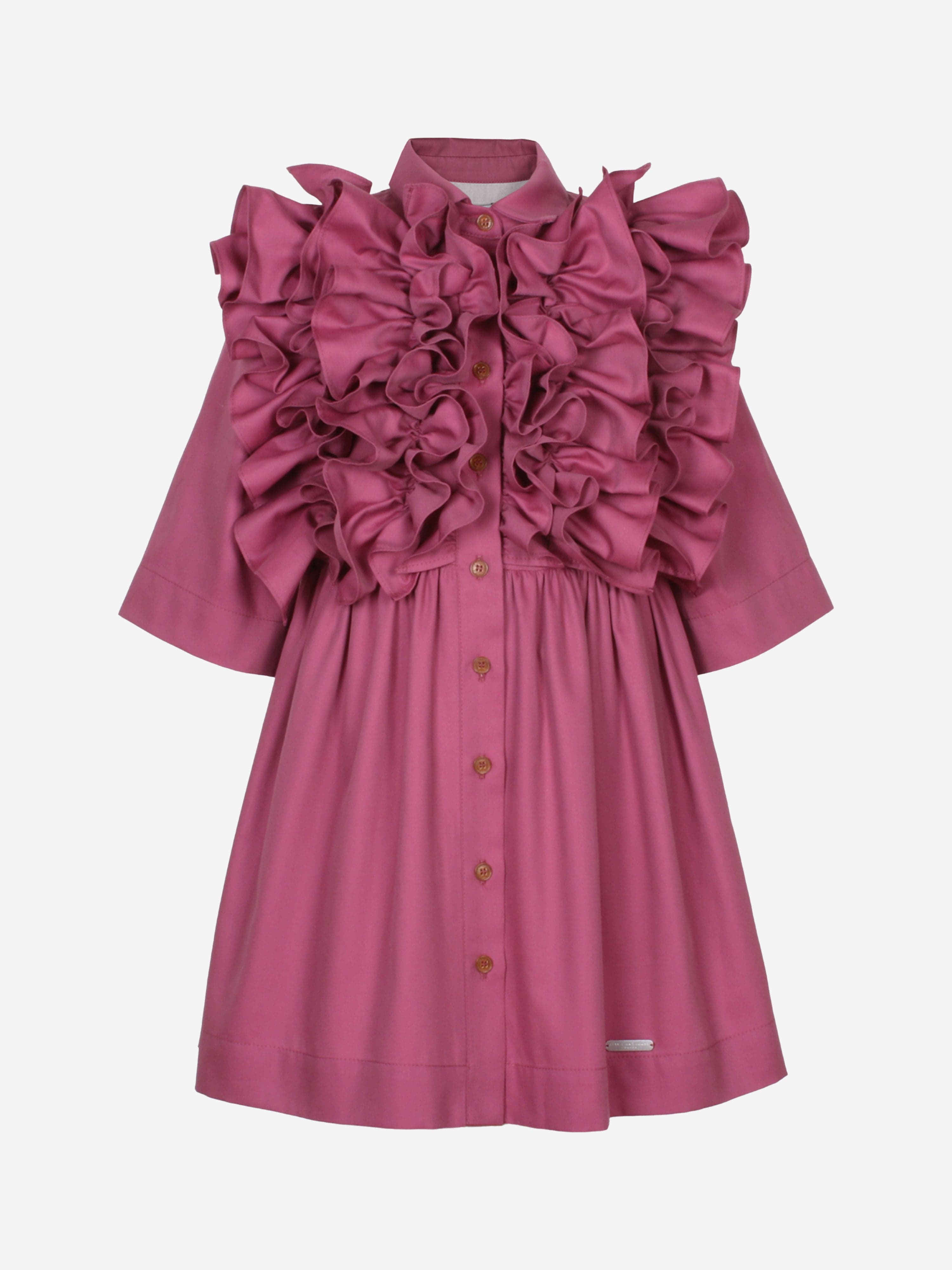 Jessie And James Girls Ripple Dress With Sleeves in Purple Outlet The Cheapest