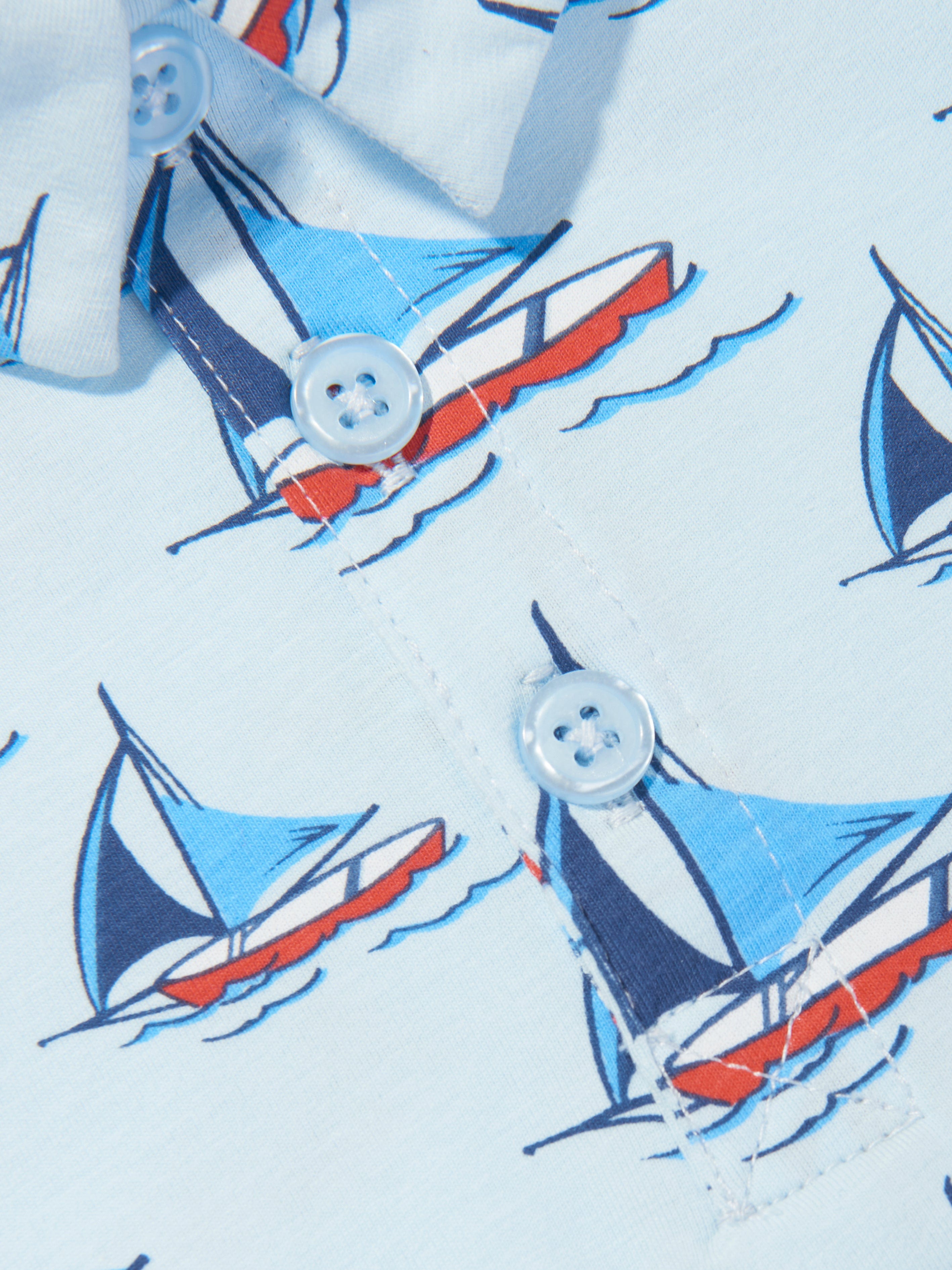 Rachel Riley Boys Sailboat Polo Shirt in Blue Free Shipping 100% Original