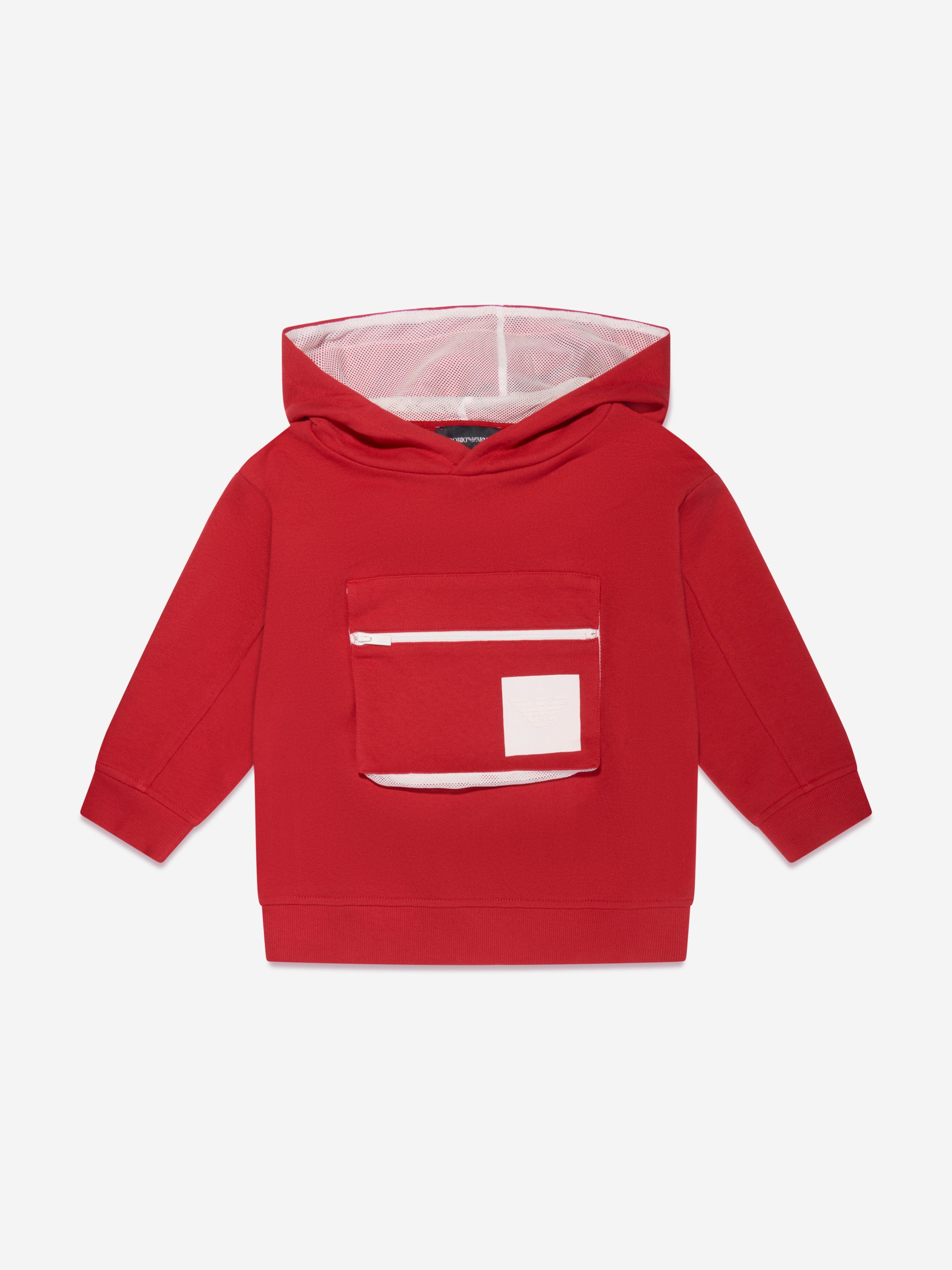 Emporio Armani Boys Front Pocket Hoodie In Red Clearance Wholesale Pice