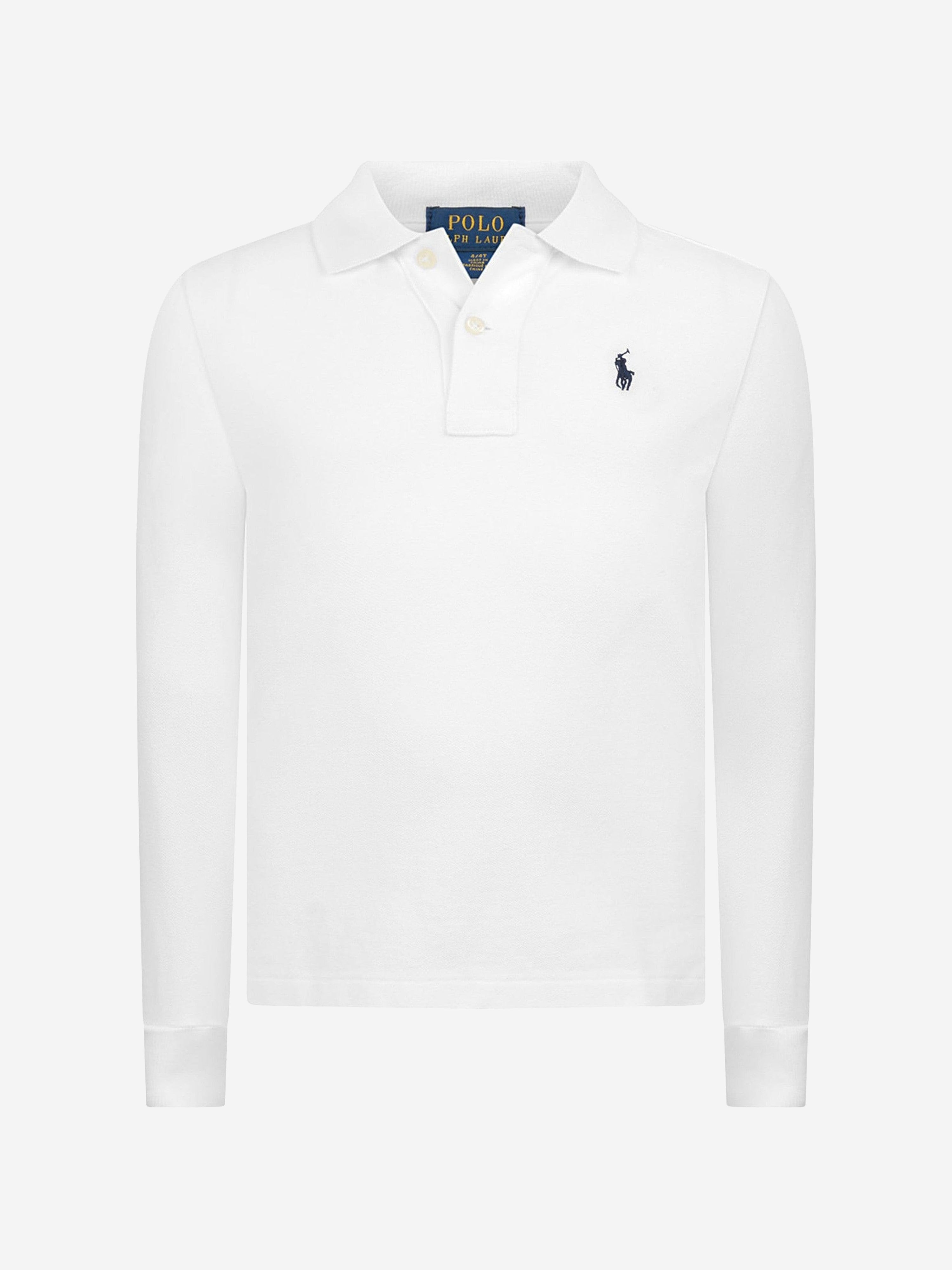 Ralph Lauren Boys Long Sleeve Polo Shirt in White Sale 2025