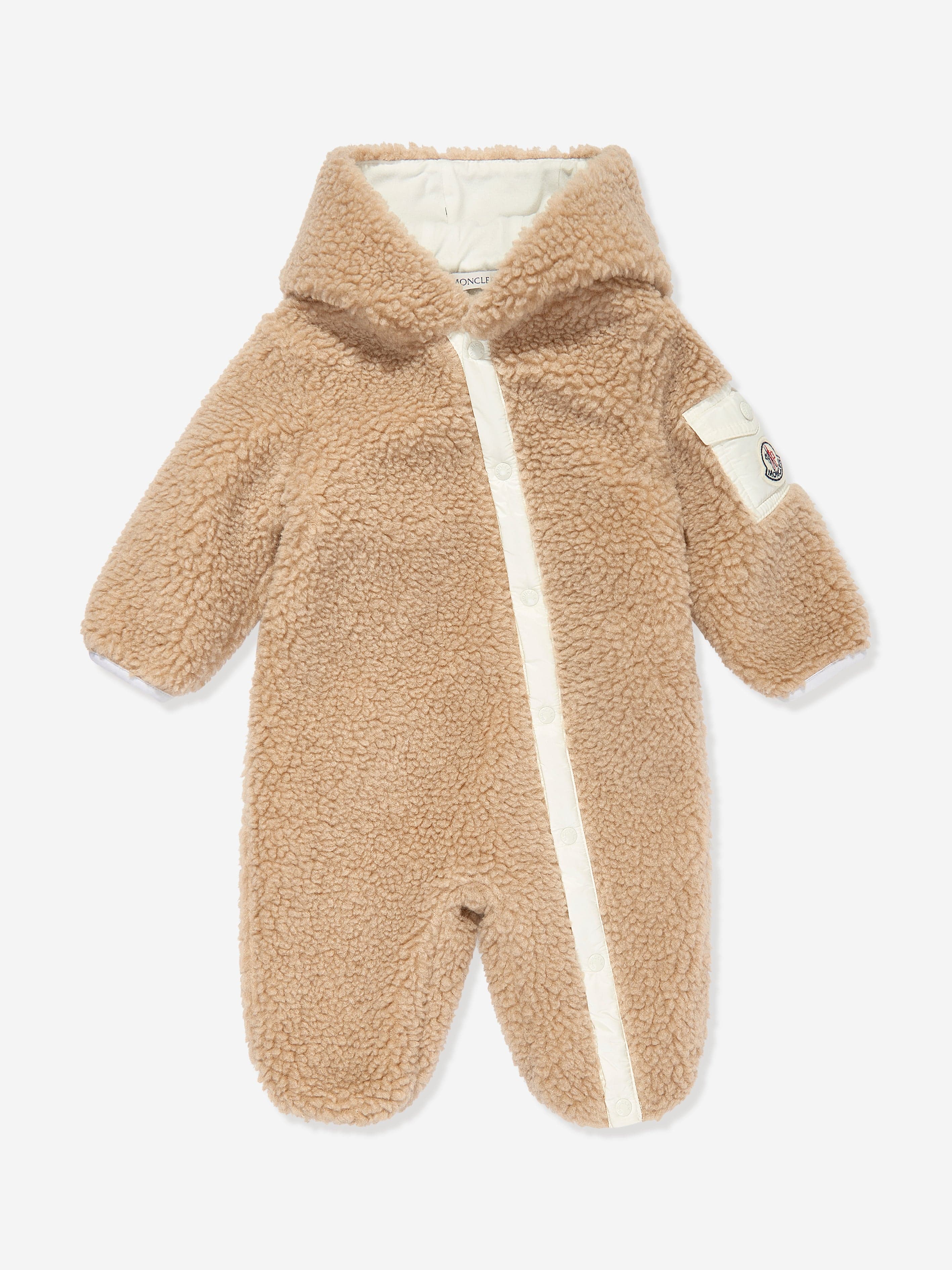 Moncler Enfant Baby Teddy Fleece Romper in Brown Discount Largest Supplier