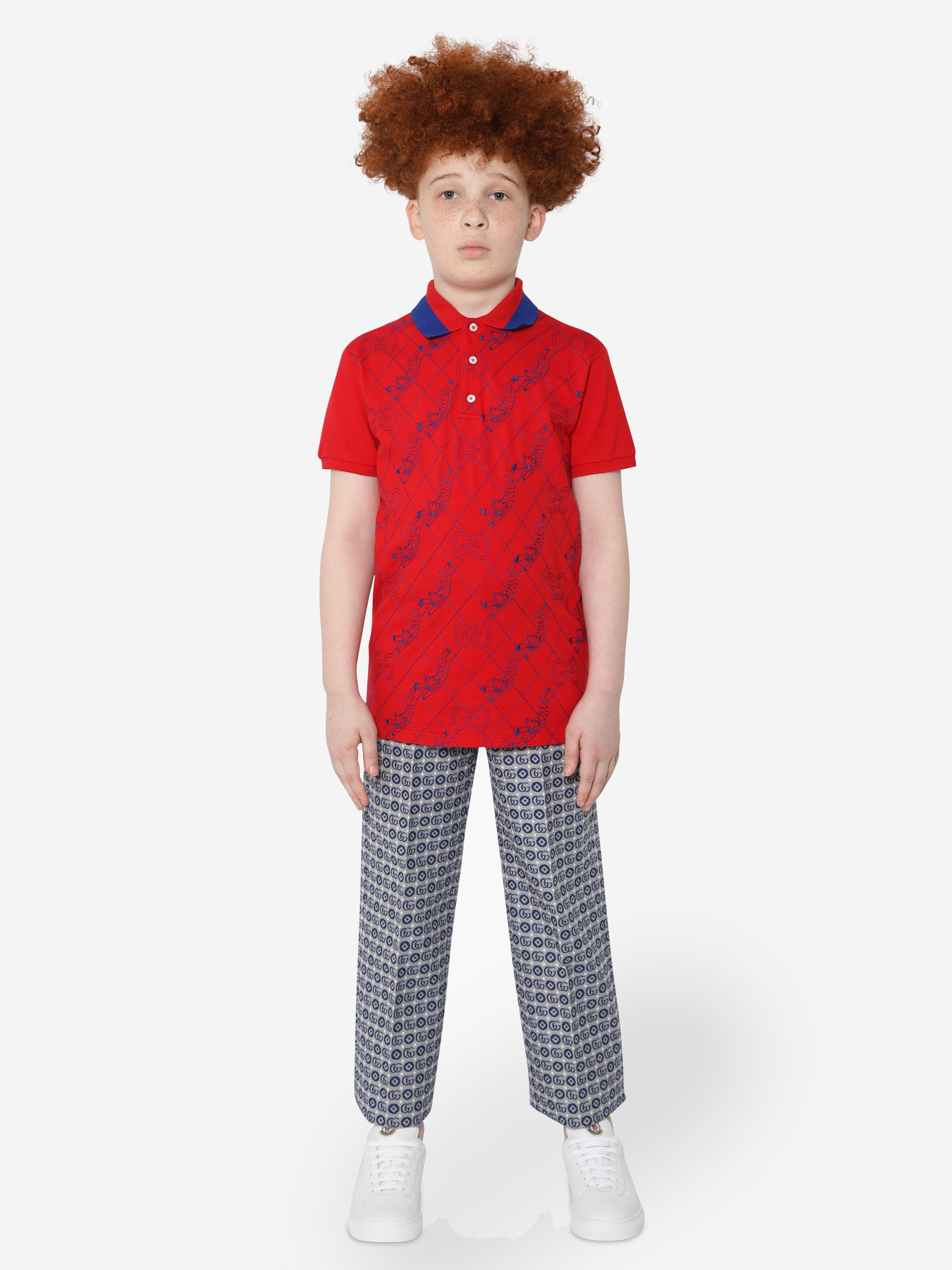 Gucci Boys Logo Polo Shirt in Red Discount Latest