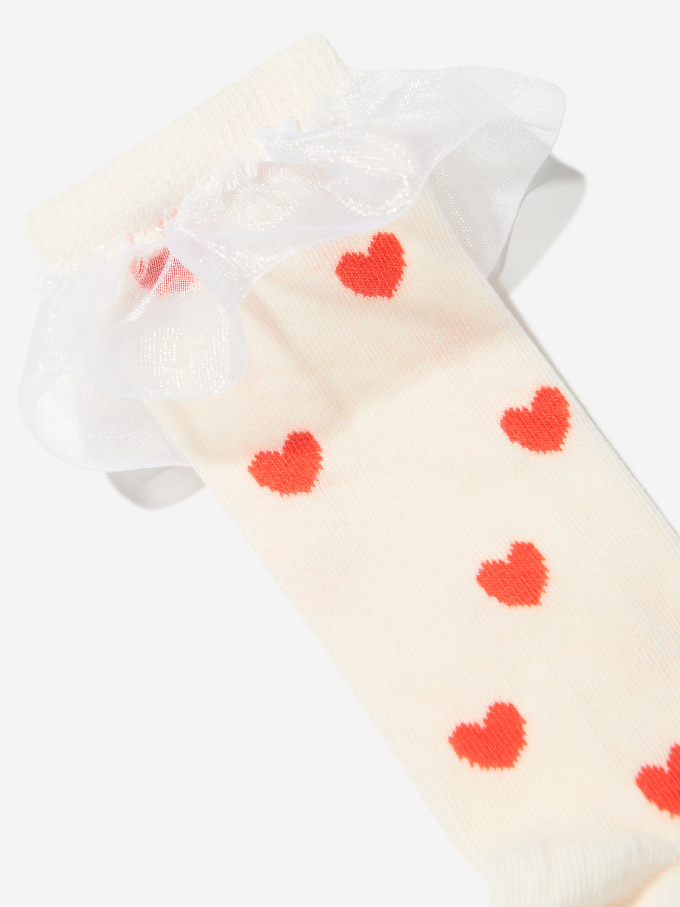 Mini Rodini Girls Hearts Frill Socks in White Best Store To Get Sale Online