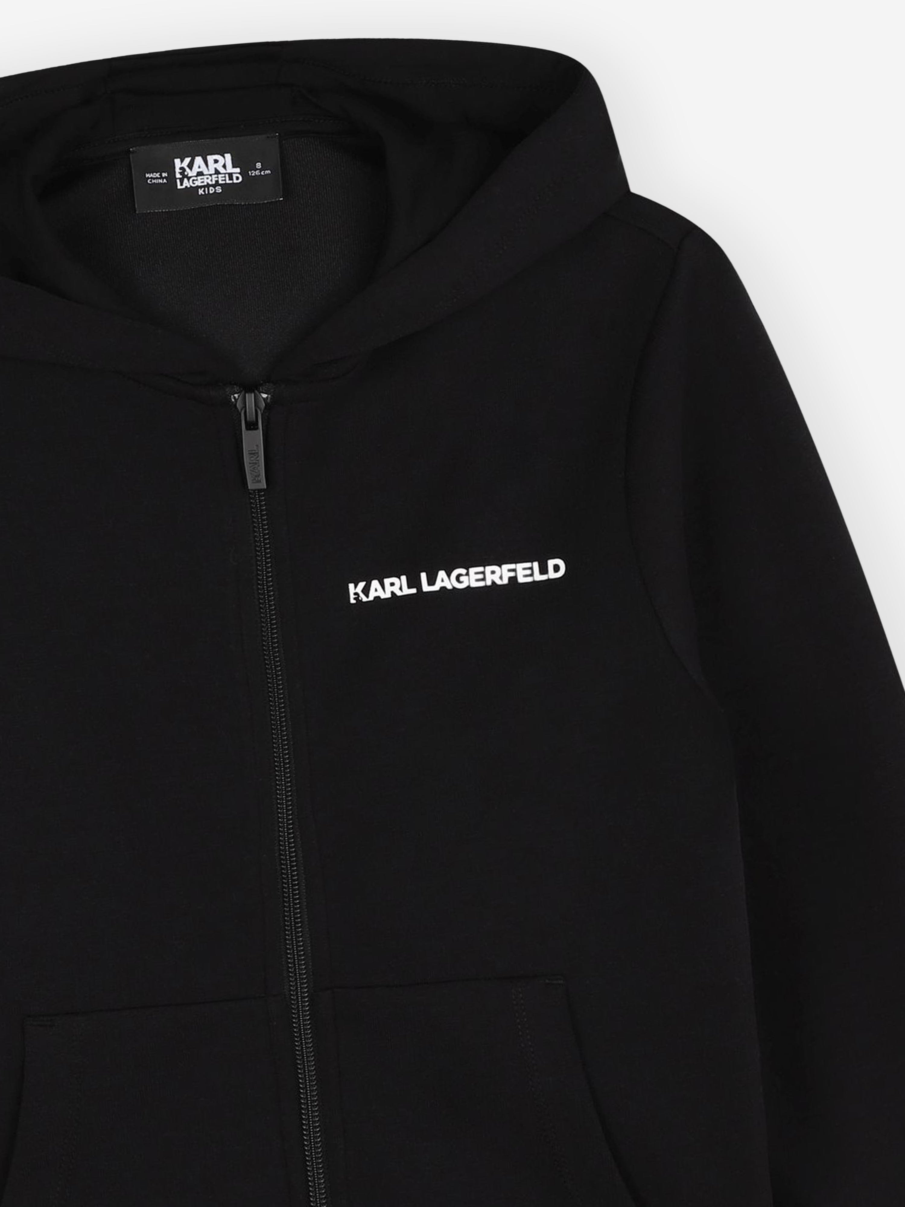 Karl Lagerfeld Boys Logo Zip Up Top in Black Discount For Nice
