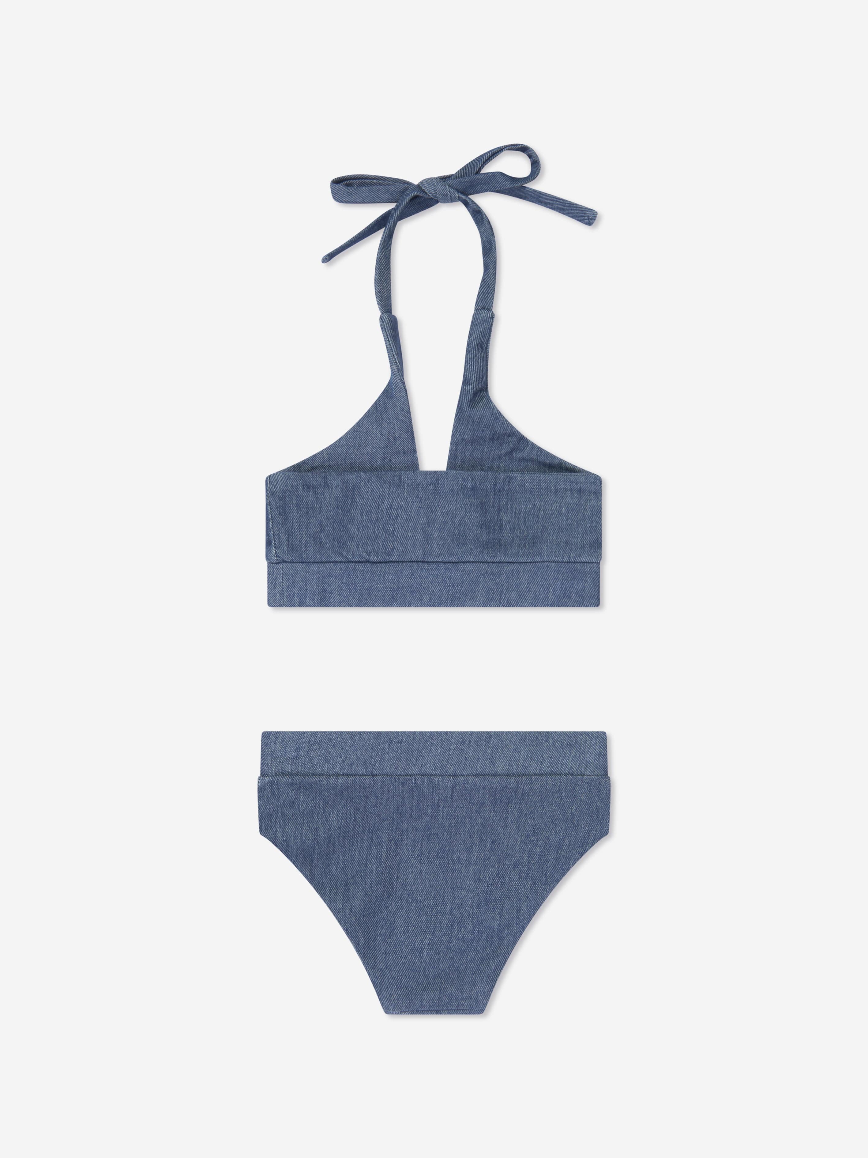 AY by AYLA Girls Denim Look Halterneck Bikini in Blue Cheap Sale Choice