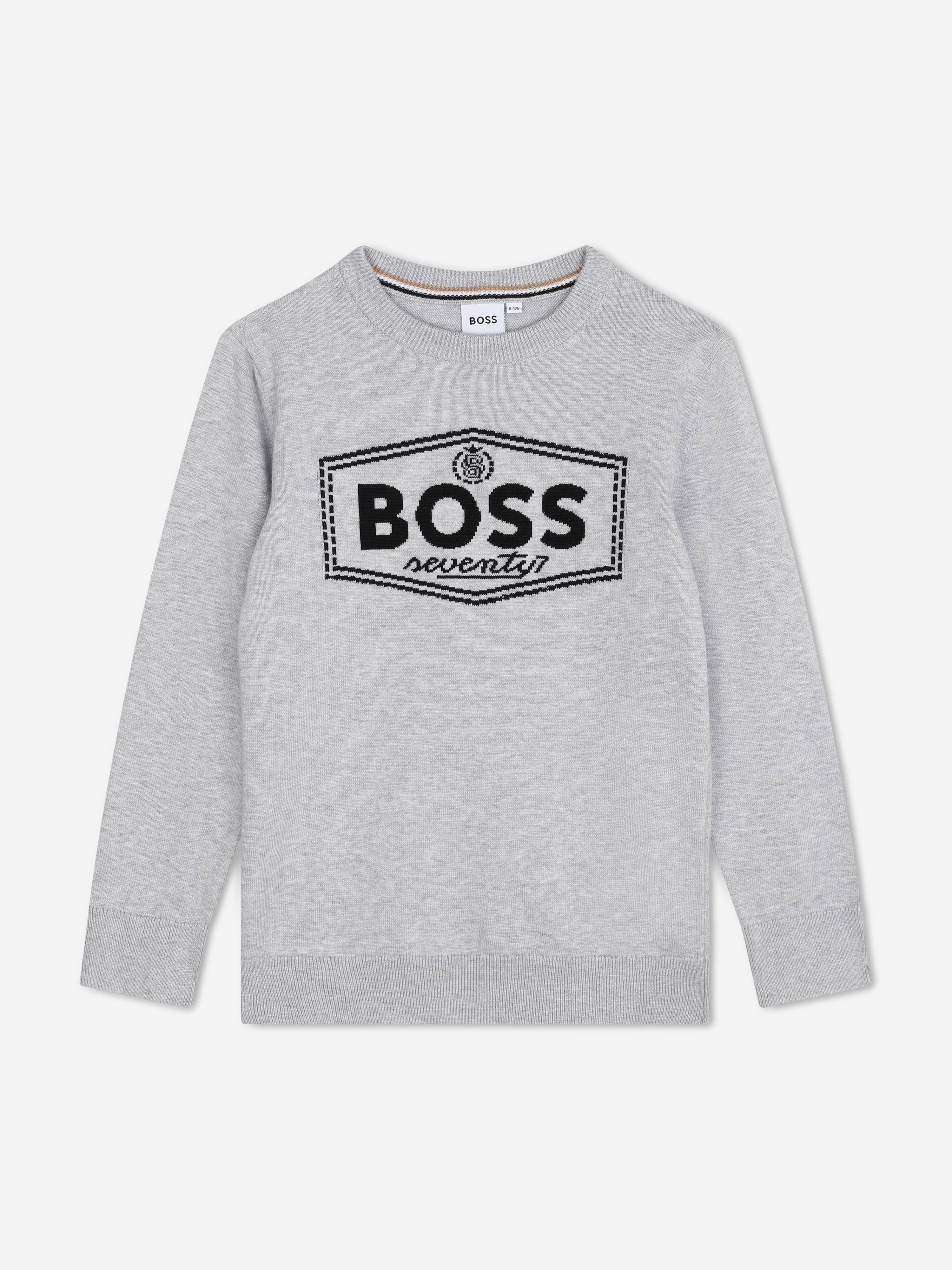 BOSS Boys Logo Jumper in Grey Finishline Cheap Online