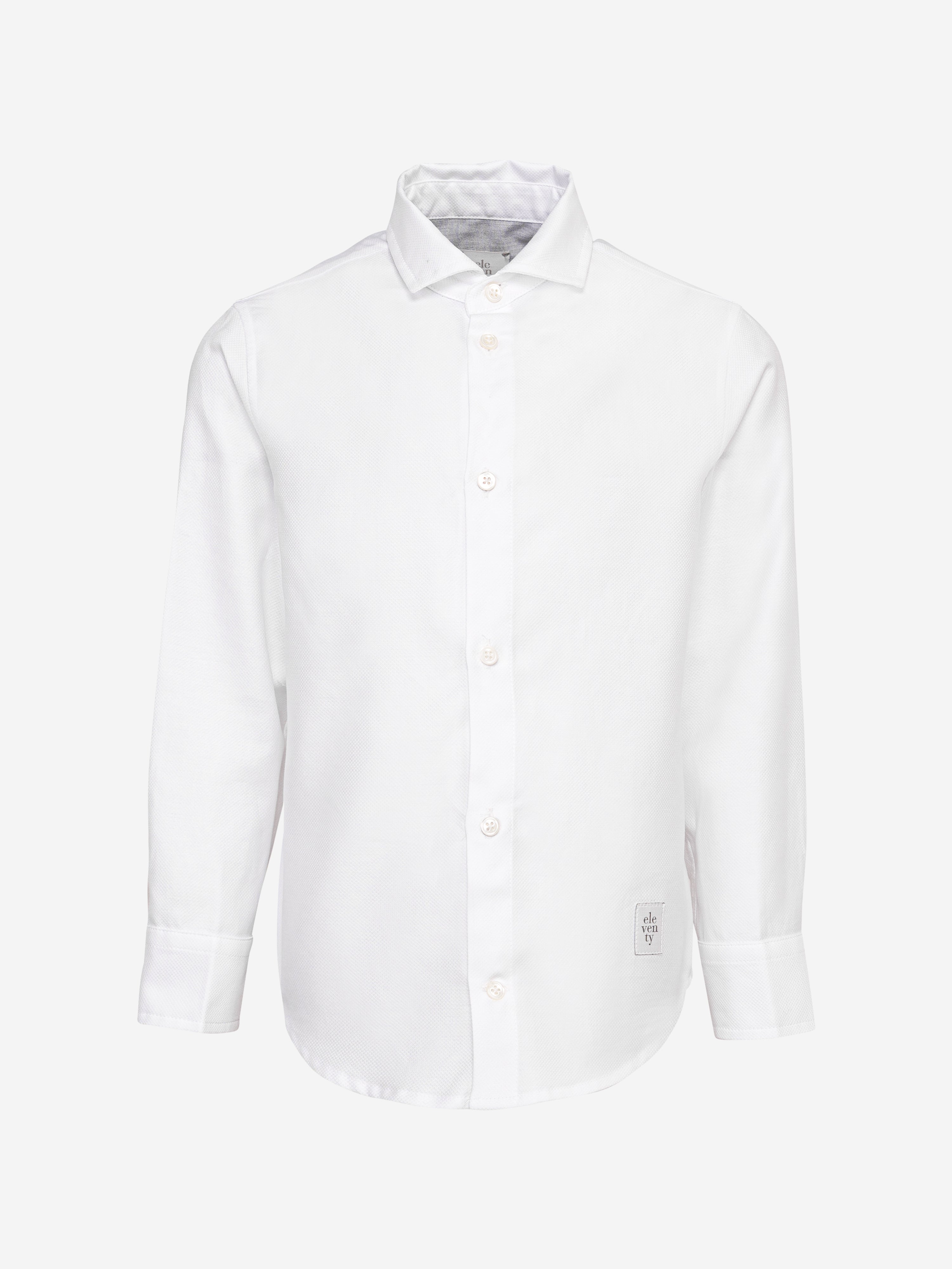 Eleventy Boys Long Sleeve Logo Shirt in White Free Shipping Low Pice Fee Shipping