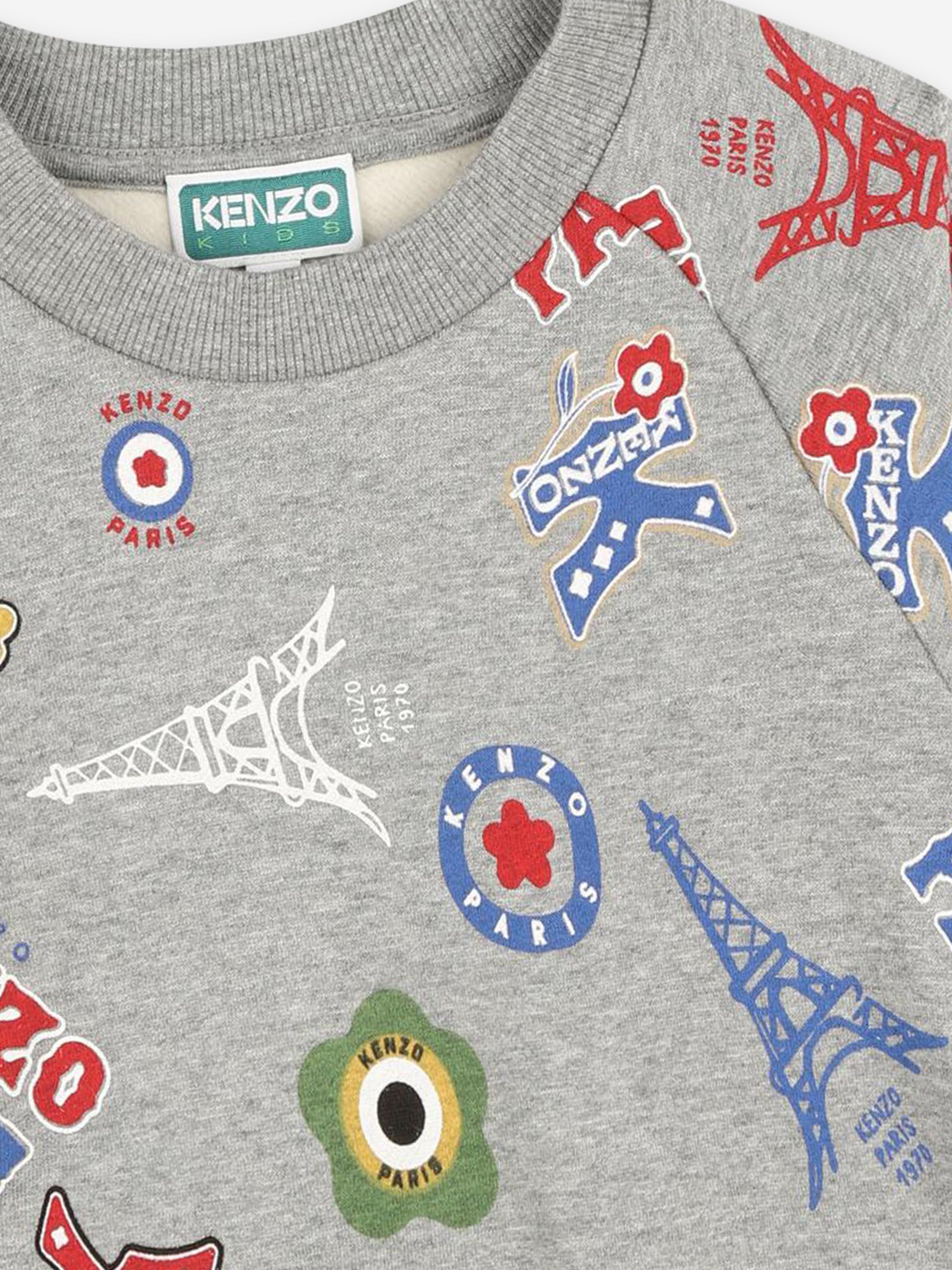 KENZO Boys Paris Logo Sweashirt in Grey Limited Edition Online