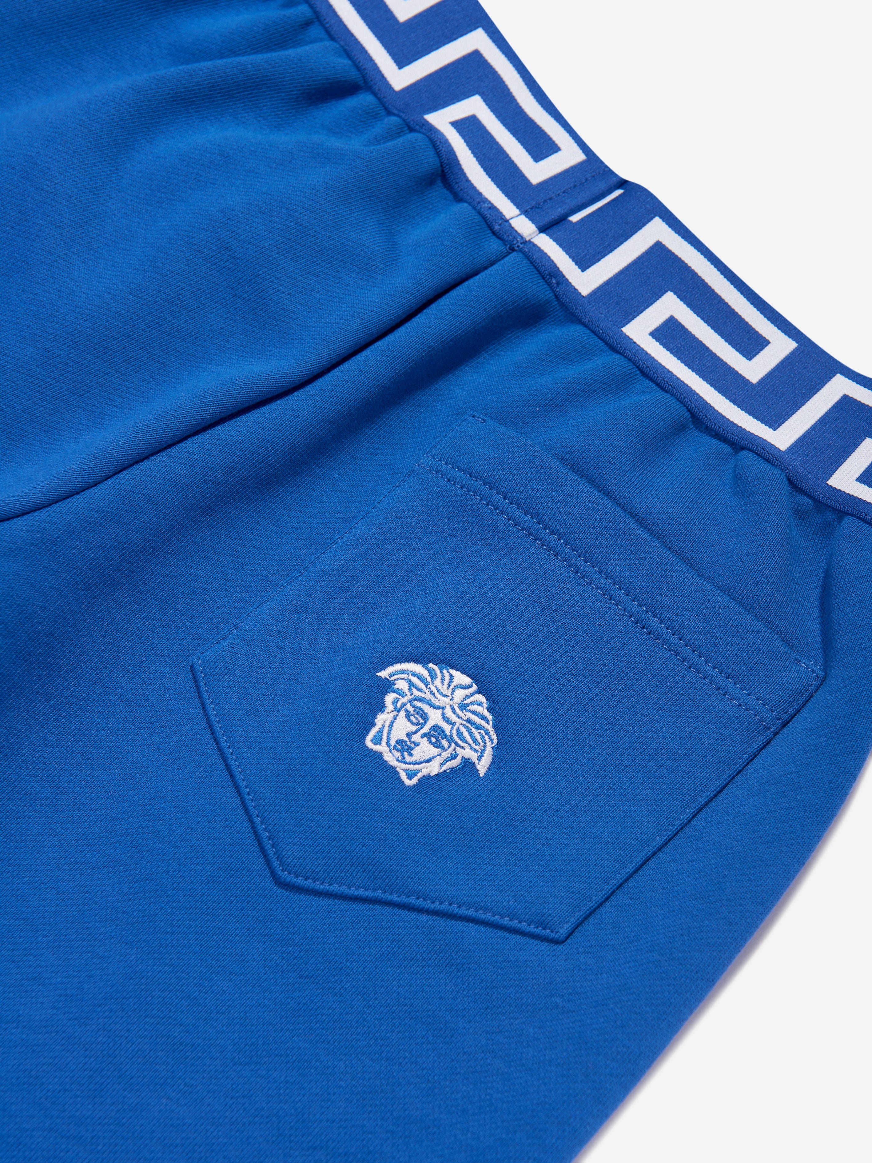 Versace Boys Embroidered Logo Shorts in Blue Buy Cheap Brand New Unisex