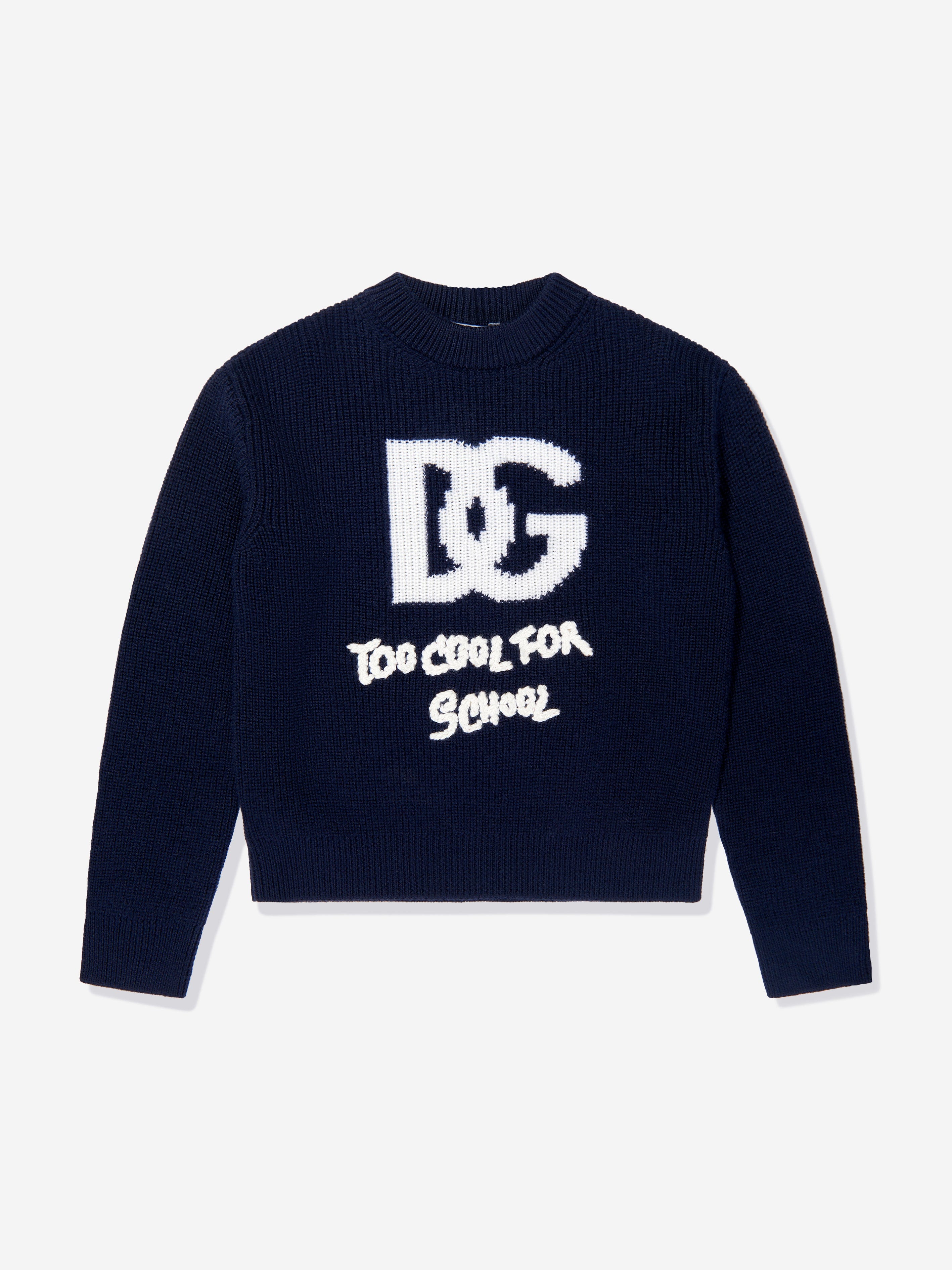 Dolce & Gabbana Girls Wool Logo Jumper in Navy Free Shipping Best Place