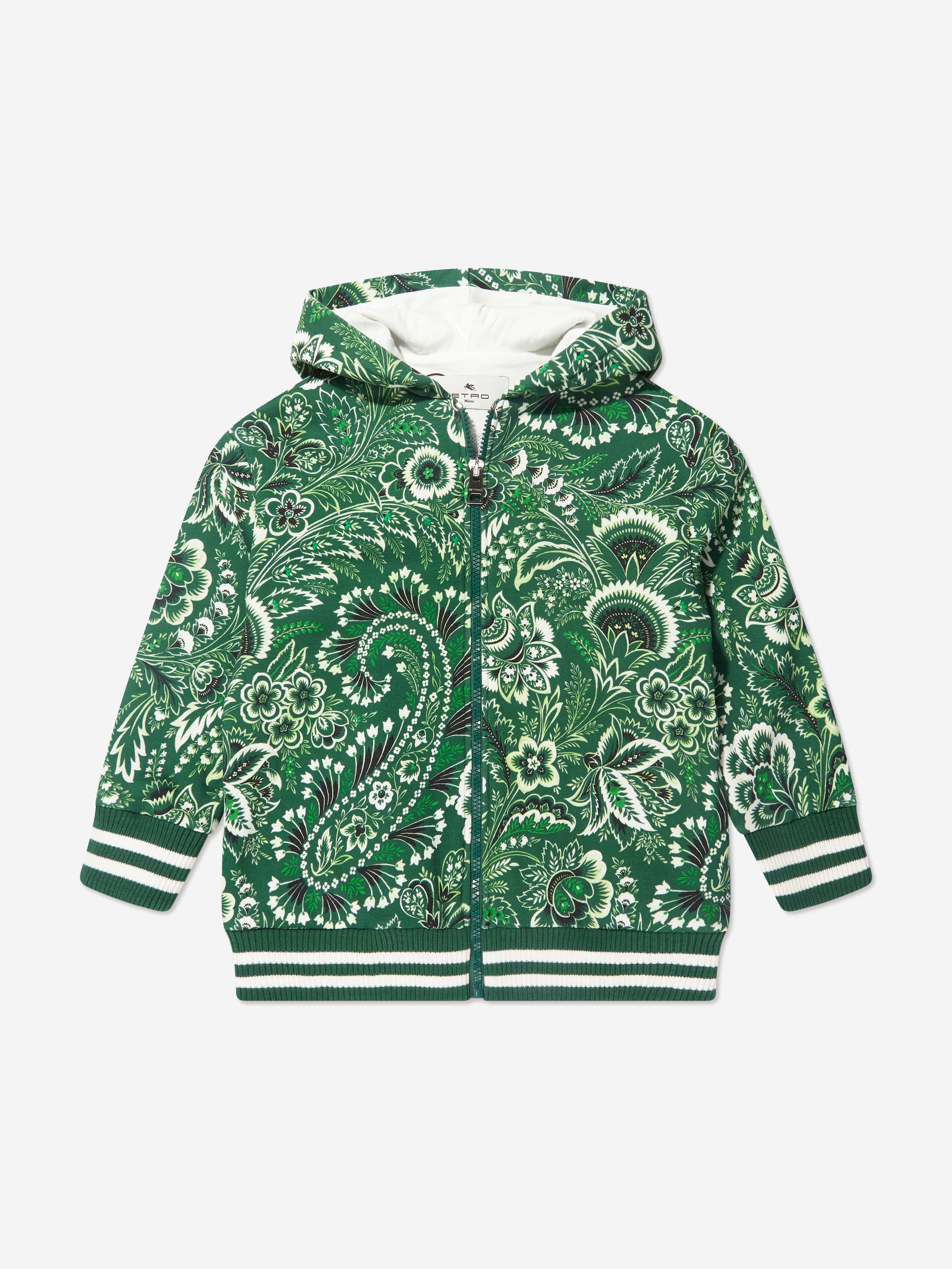 Etro Boys Floral Paisley Zip Up Top in Green Clearance 2025 New