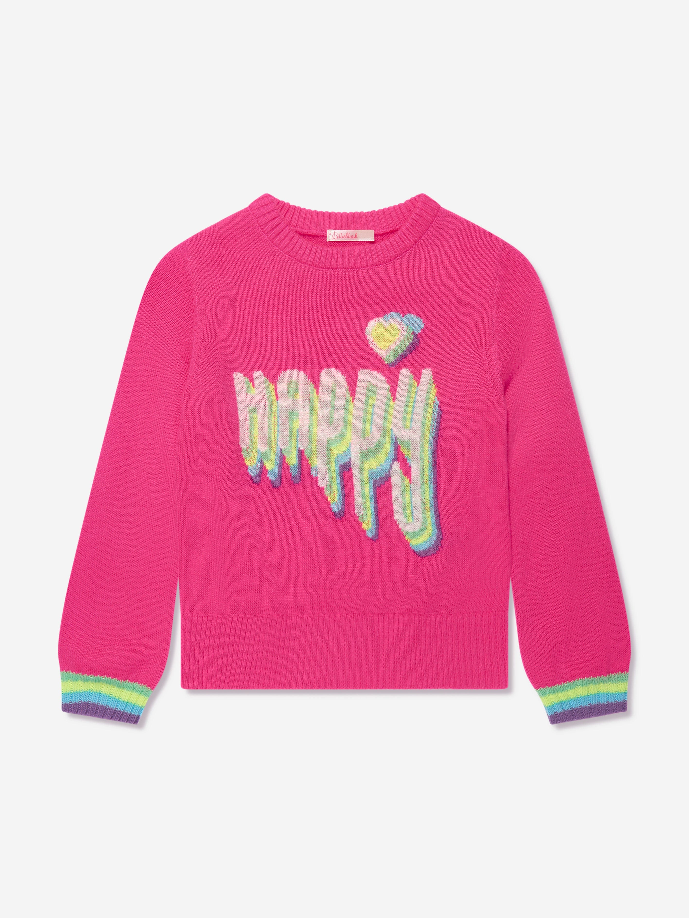 Billieblush Girls Knitted Happy Jumper in Pink Countdown Package Cheap Online